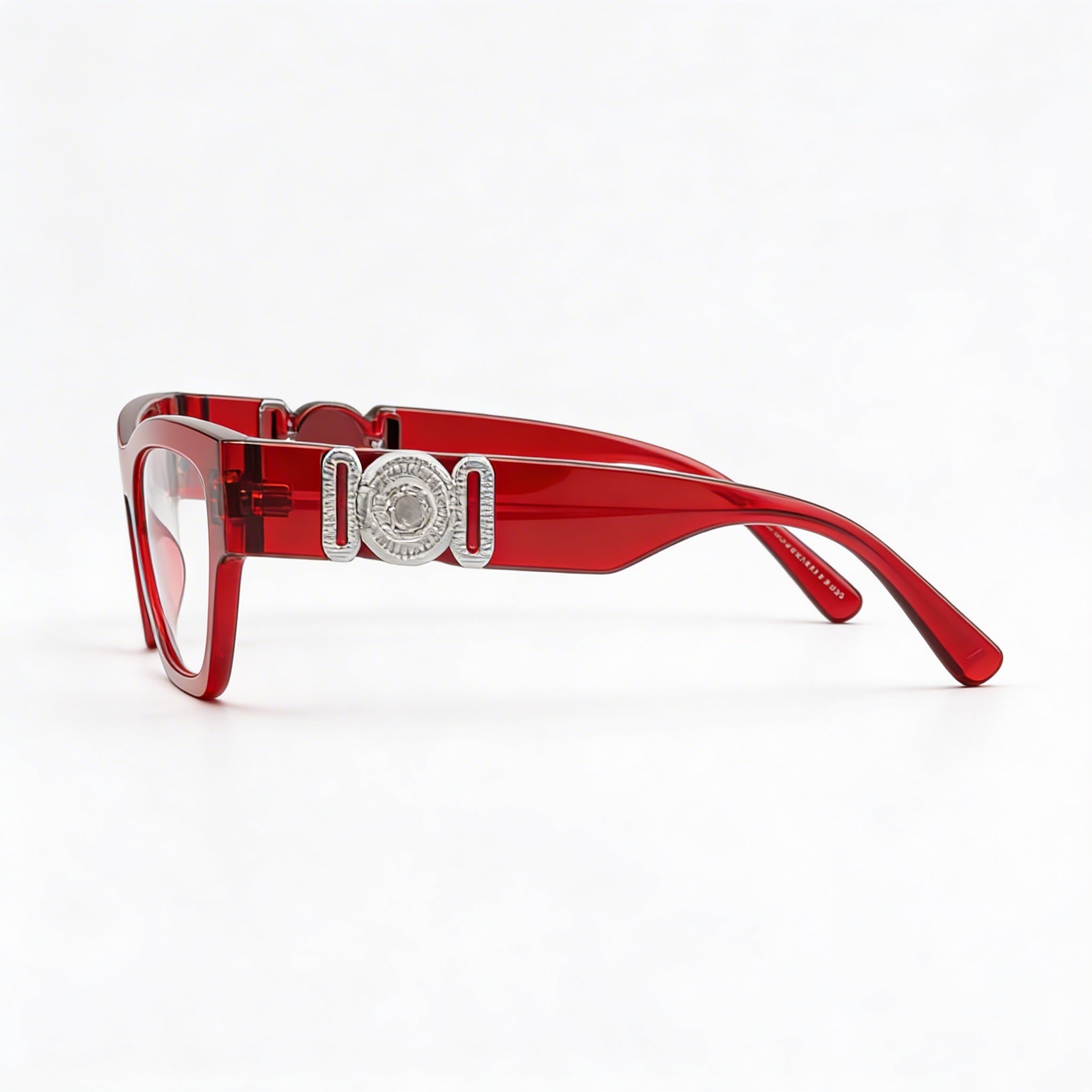 Gafas de sol Versace Ve 3367 U para mujer, montura de policarbonato inyectado transparente en rojo, 52 mm, Photo 3