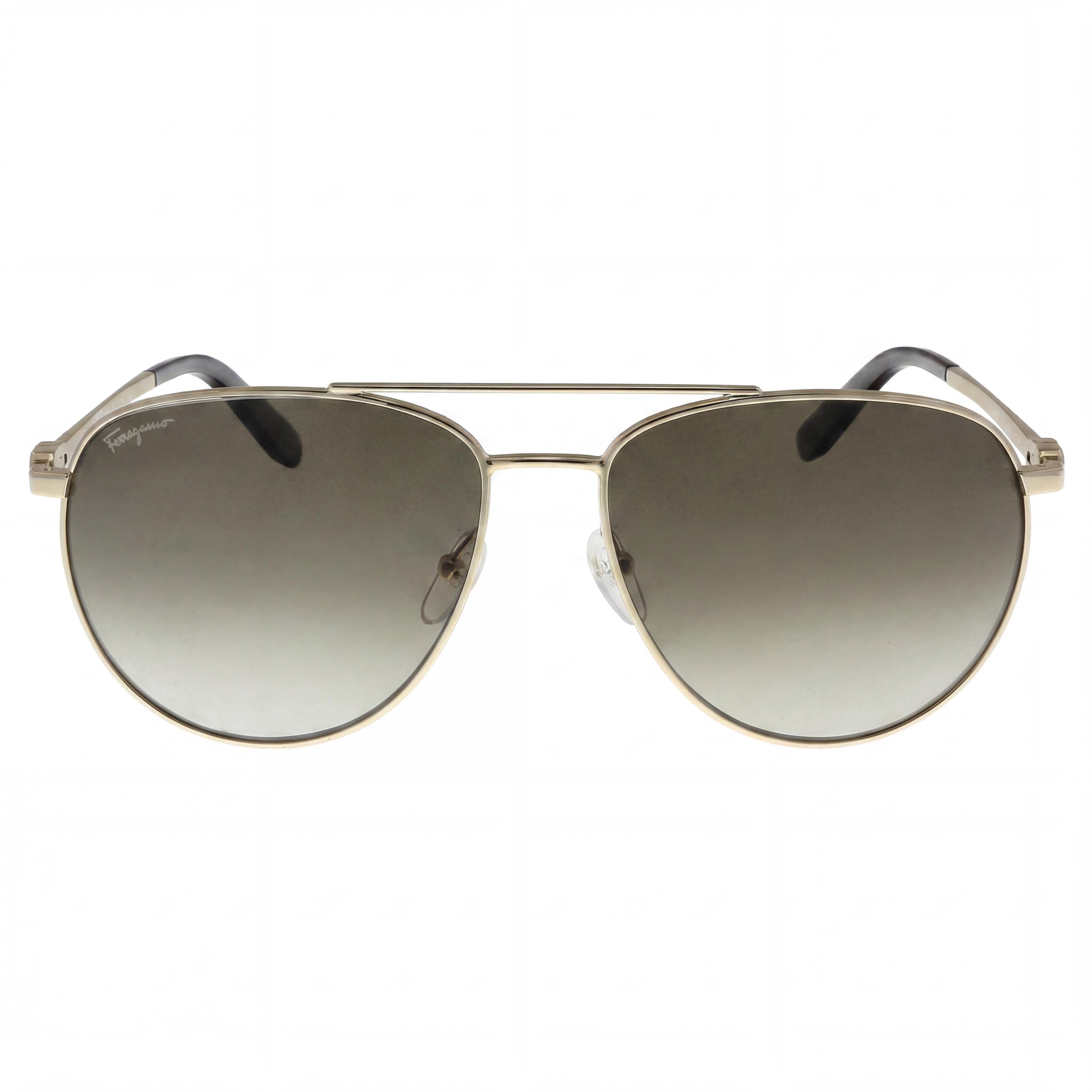 Gafas de sol unisex Ferragamo SF157S Aviators de metal dorado con lentes degradadas grises de 60 mm y protección UV, Photo 2