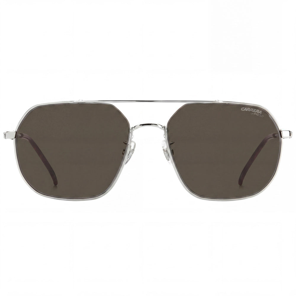Gafas de sol Carrera 1035 unisex de acero inoxidable, montura plateada paladio, lentes marrón oscuro, protección UV, 58 mm