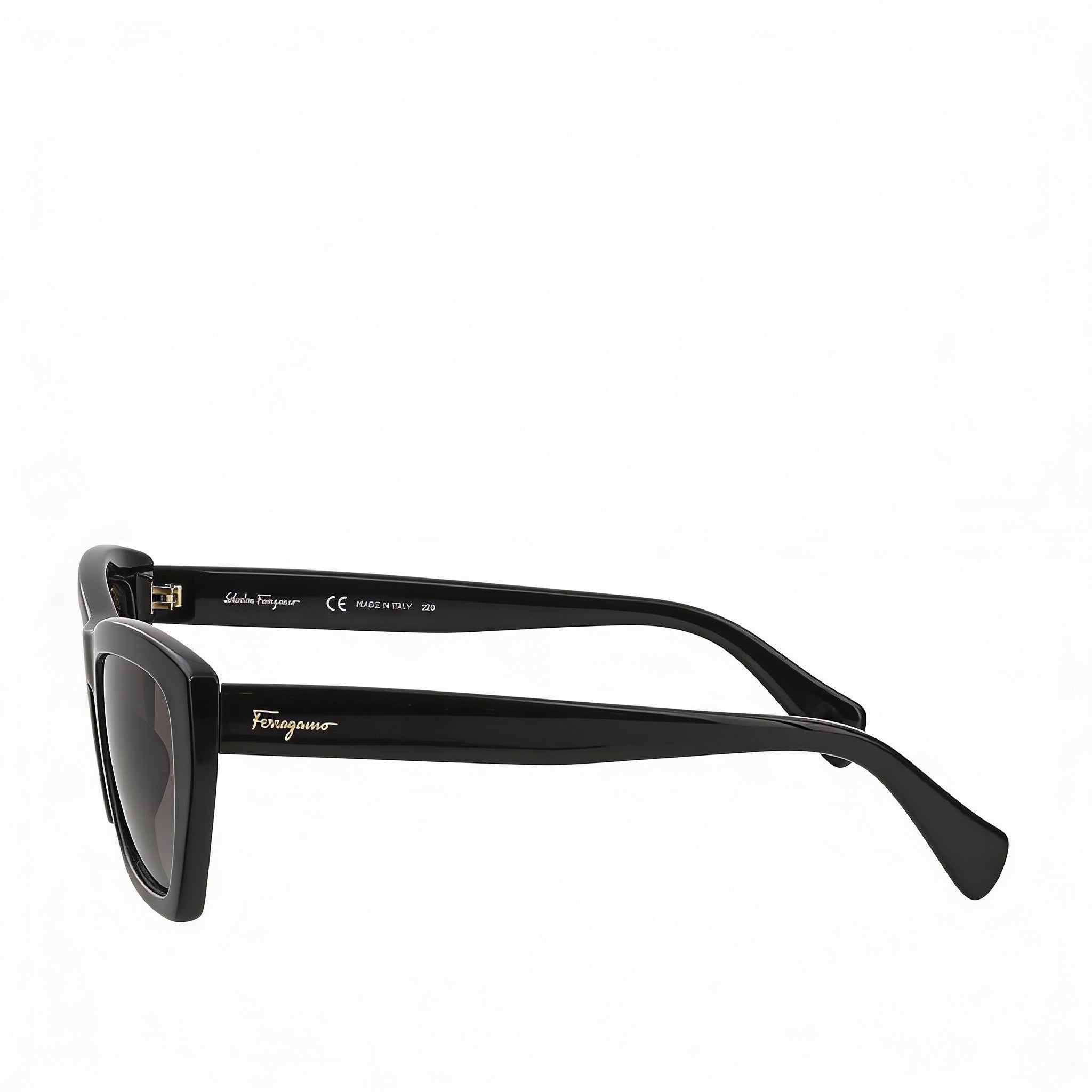 Gafas de sol unisex Salvatore Ferragamo SF958S rectangulares de plástico negro con lentes grises y protección UV 100 % (55 mm), Photo 2