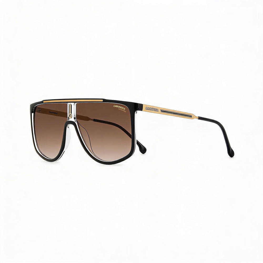 Carrera 1056/S Men's Black Gold Polyamide Pilot Sunglasses Gradient Brown Lenses 100% UV Protection 61mm