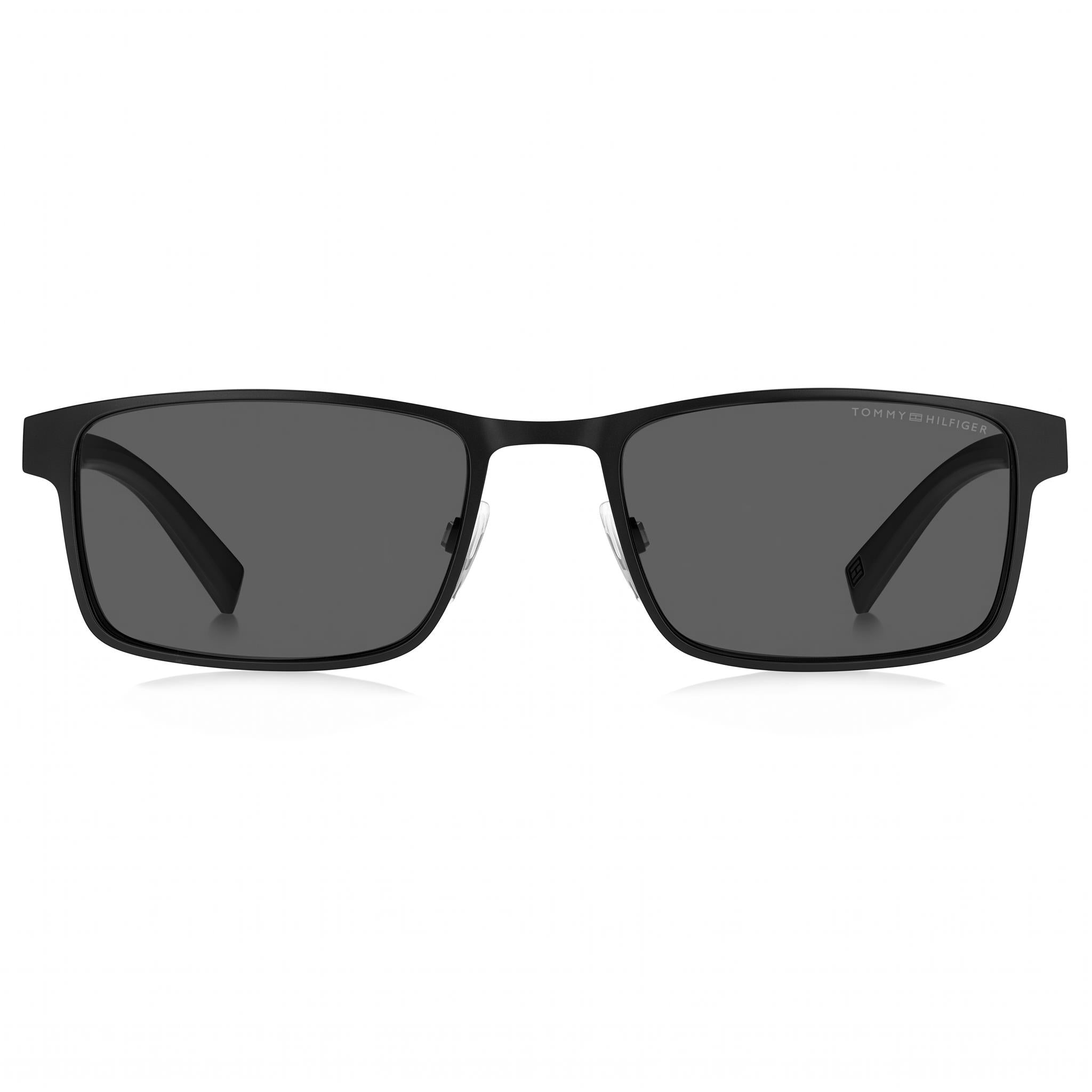 Gafas de sol Tommy Hilfiger Contemporary TH 1904/S para hombre, rectangulares, de metal negro mate, con lentes grises y protección UV, no polarizadas, de 55 mm, Photo 2