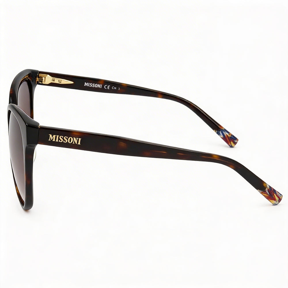 Gafas de sol clásicas Missoni para mujer, montura de acetato color Habana con protección UV y lentes de policarbonato, 54 mm