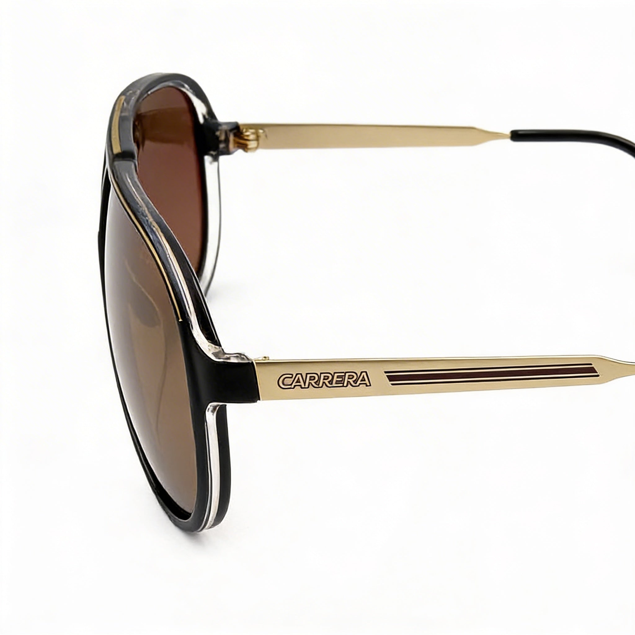 Gafas de sol Carrera Moderno Unisexo Negro Oro Elastómeros Termoplásticos Marco Lente Dorada 63mm Protección UV, Photo 3