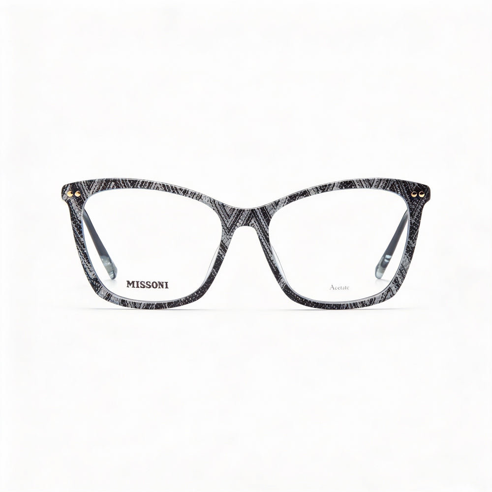 Gafas Missoni Modern para mujer con montura de acetato, diseño en blanco y negro, ancho de lente de 53 mm