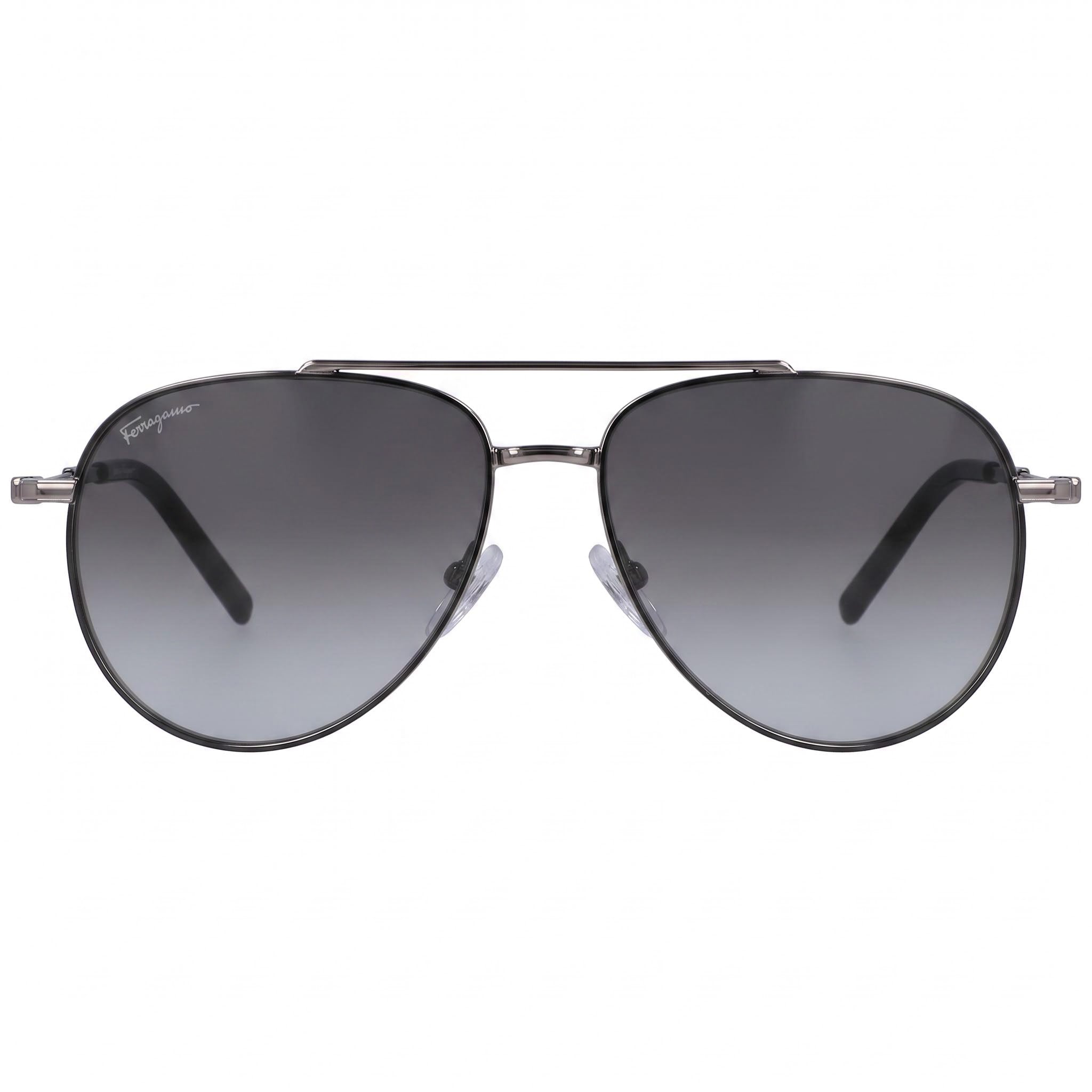 Ferragamo SF 226S Men Pilot Full-Rim Metal Frame Black Gradient Grey Lens 58mm Sunglasses, Photo 2