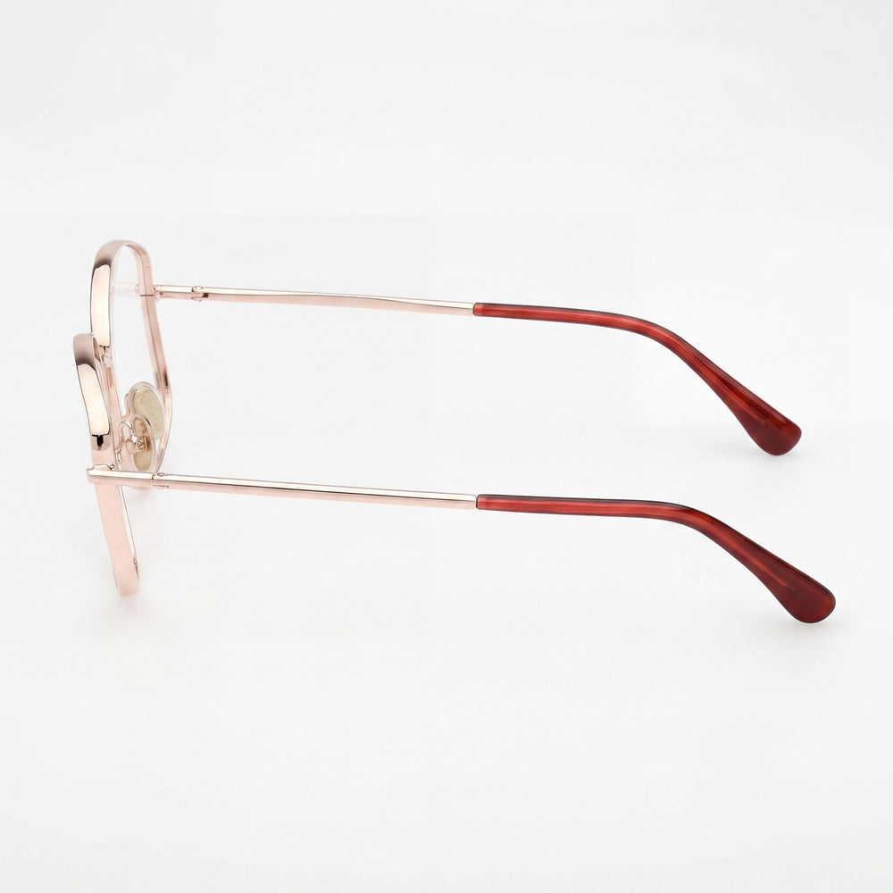 MaxMara Women's Mm5146 Metal Frame Eyewear, Rose Gold with Clear Lenses, 56mm