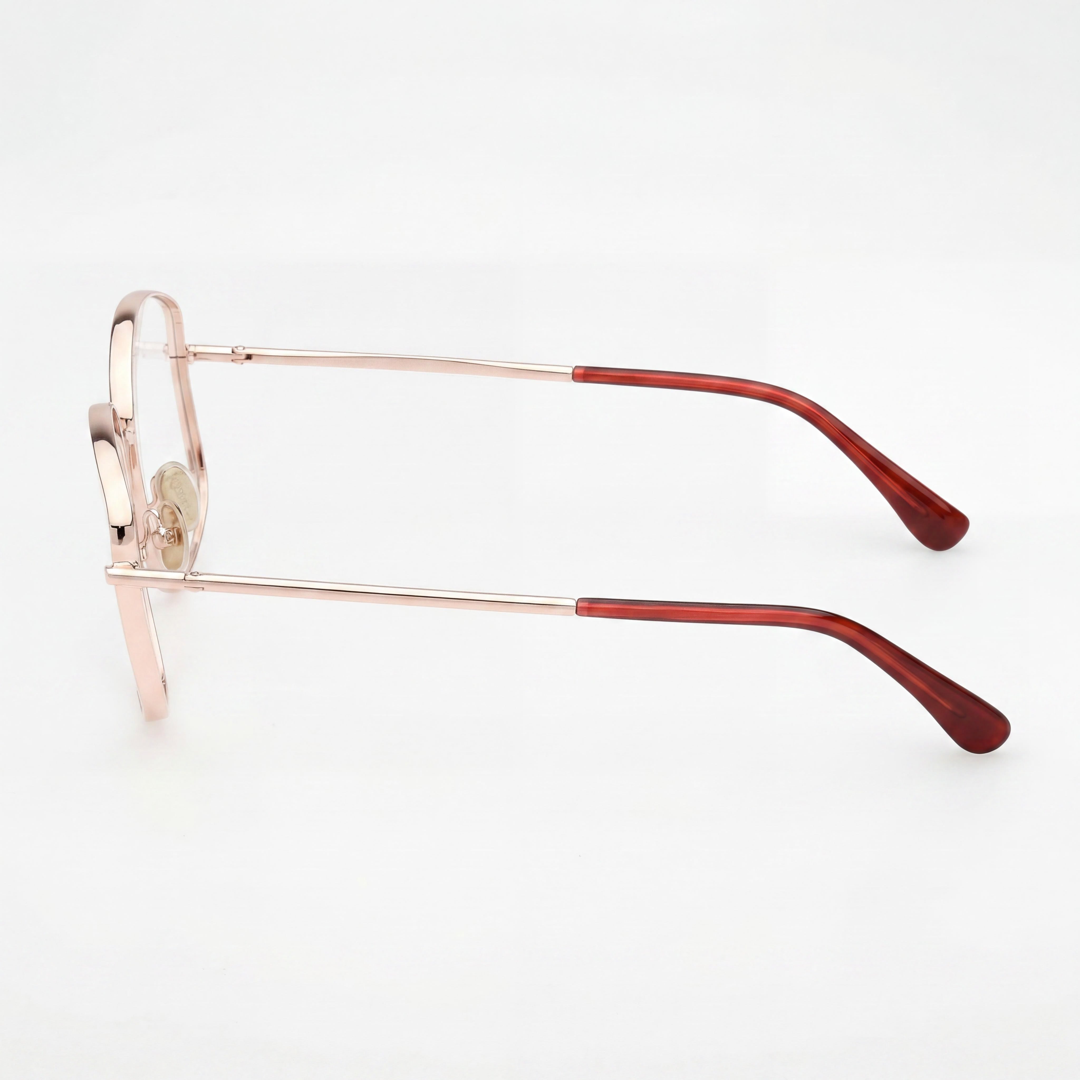 MaxMara Women's Mm5146 Metal Frame Eyewear, Rose Gold with Clear Lenses, 56mm, Photo 3