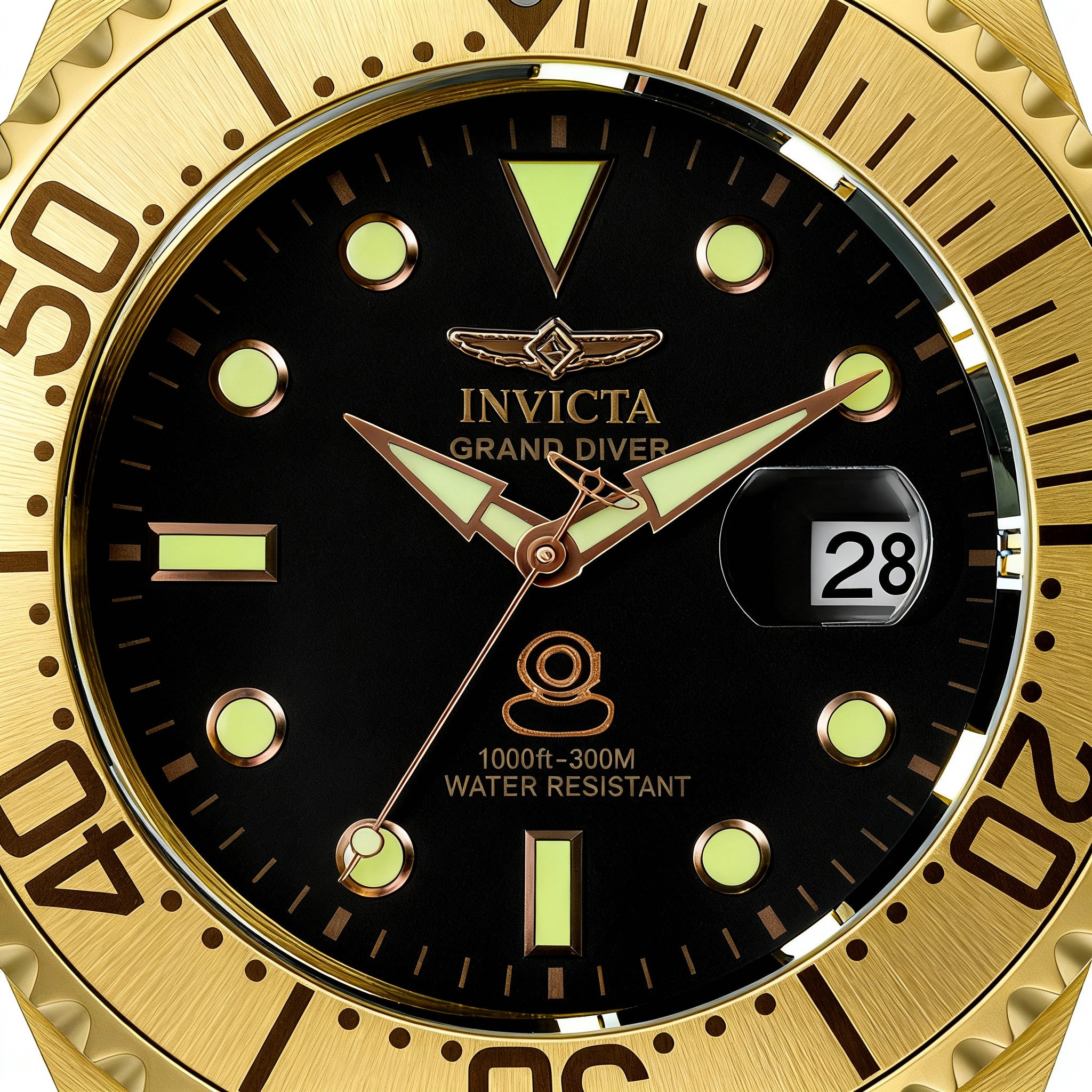 Invicta Pro Diver Men's Gold-Tone Stainless Steel Black Dial Automatic Dive Watch 47mm, Photo 3