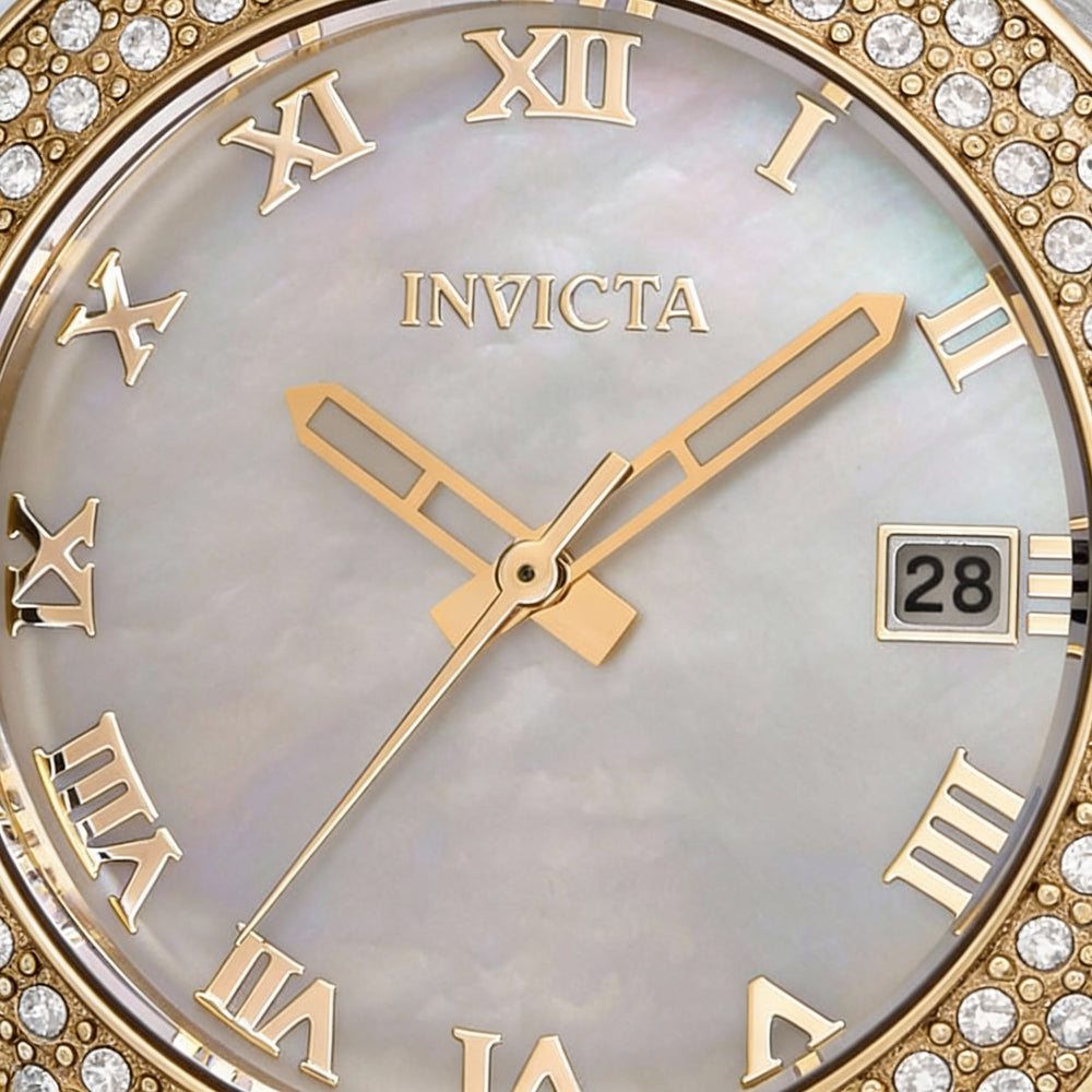 Reloj de cuarzo Invicta Angel 36076 para mujer, de 34 mm, con pulsera de acero inoxidable y esfera de nácar.
