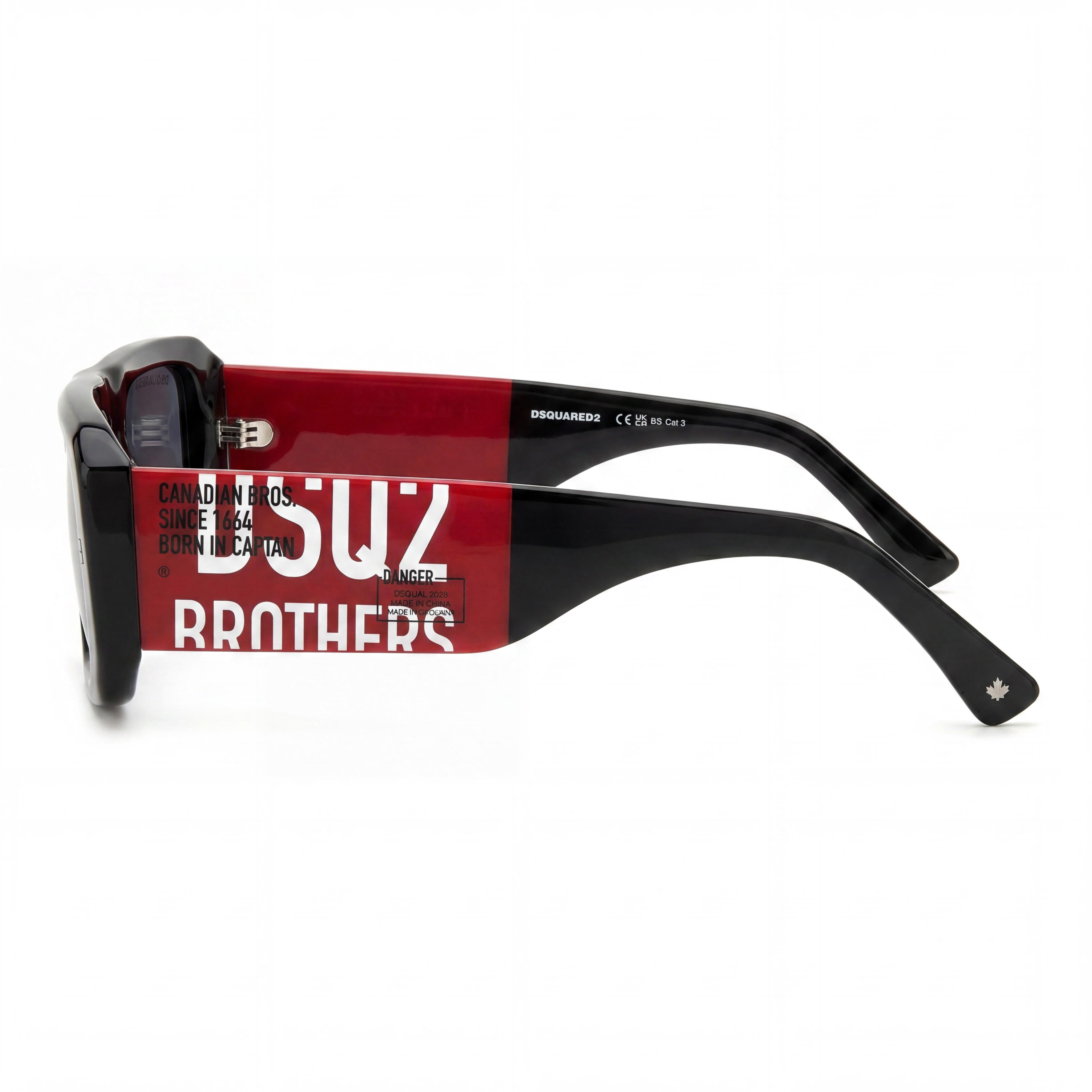 Gafas de Sol Clásicas D2 0107/S para Hombre DSQUARED2 de Acetato Negro y Rojo con Protección UV, 54mm, Photo 2