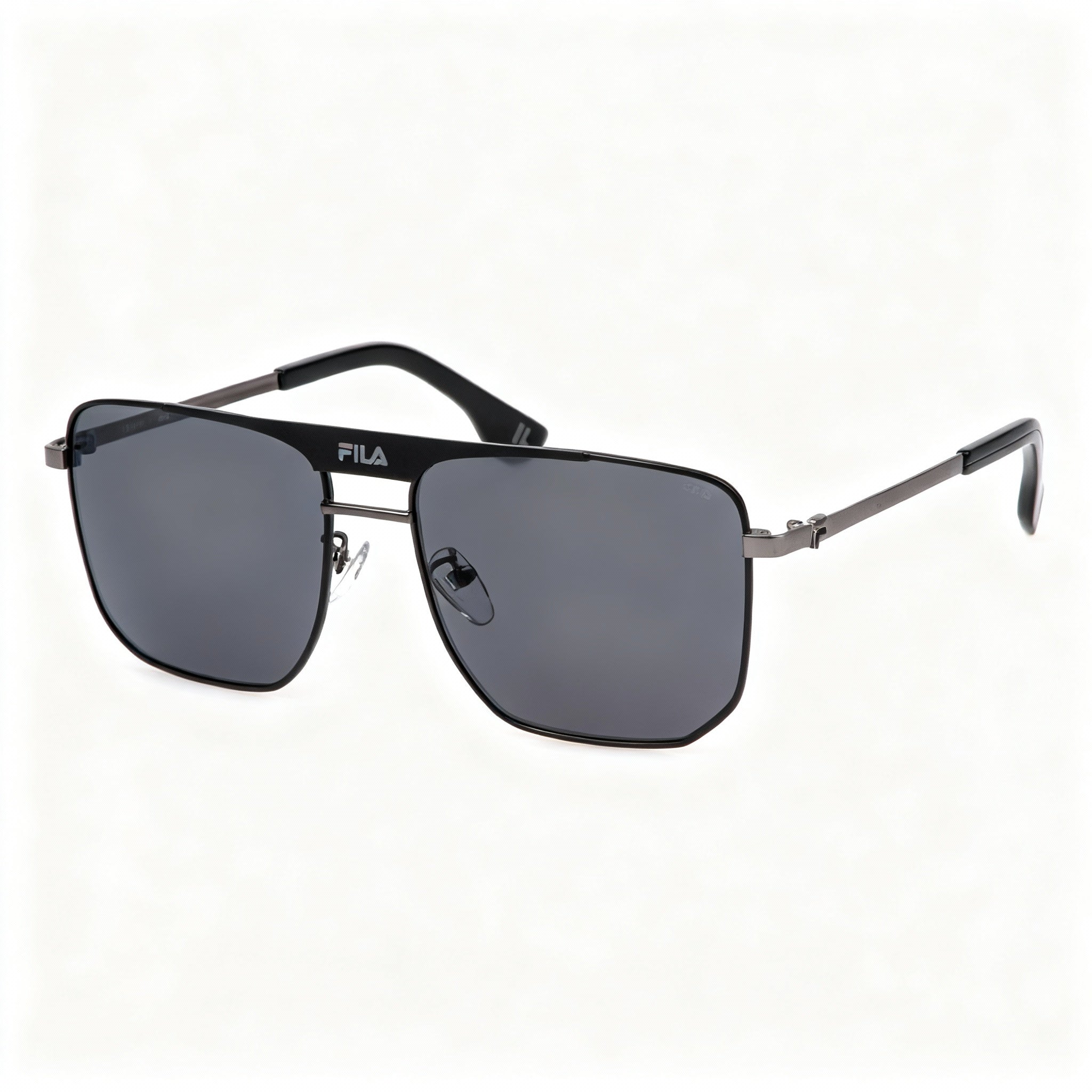 Fila SFI728 Men's Casual Metal Sunglasses, Shiny Gunmetal & Matte Black Frame, Smoke Non-Polarized Polycarbonate Lens 57mm, Photo 3