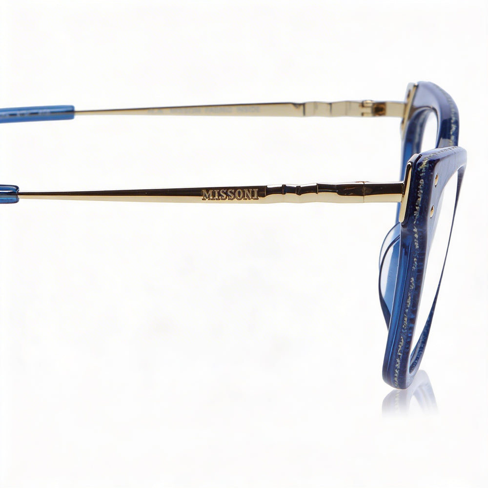 Gafas Missoni Mis 0045 modernas unisex con montura de poliamida azul y lentes de policarbonato, ancho de lente de 52 mm