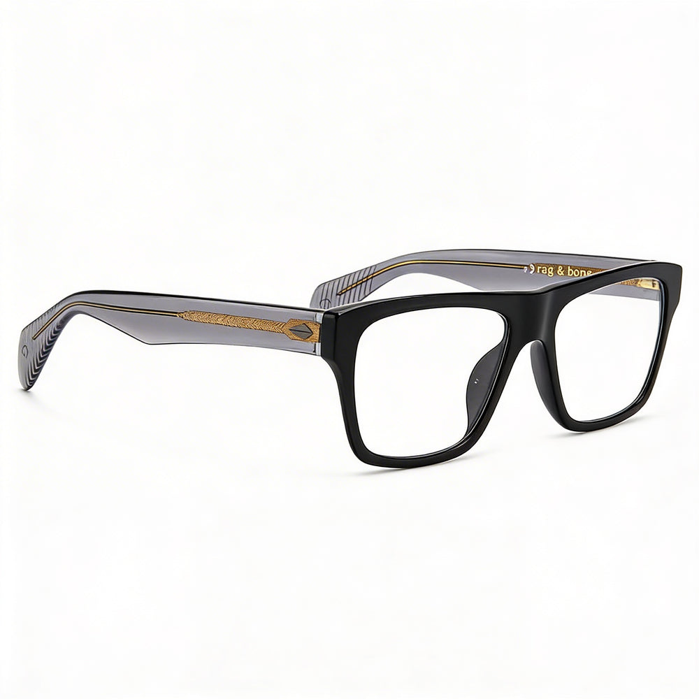 Gafas de demostración Rag & Bone RNB7036 para hombre, montura completa de aviador, color negro/gris, ECO PMMA, adaptables a la luz, 54