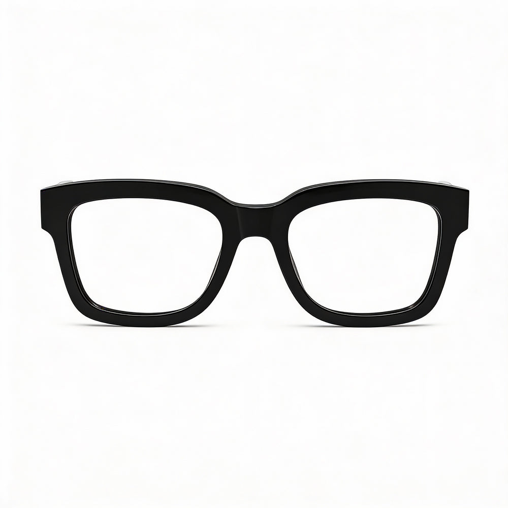 Gucci Gg1138o-001 Unisex Black Gold Acetate Full Rim Square Optical Eyeglasses Clear Lenses 52mm