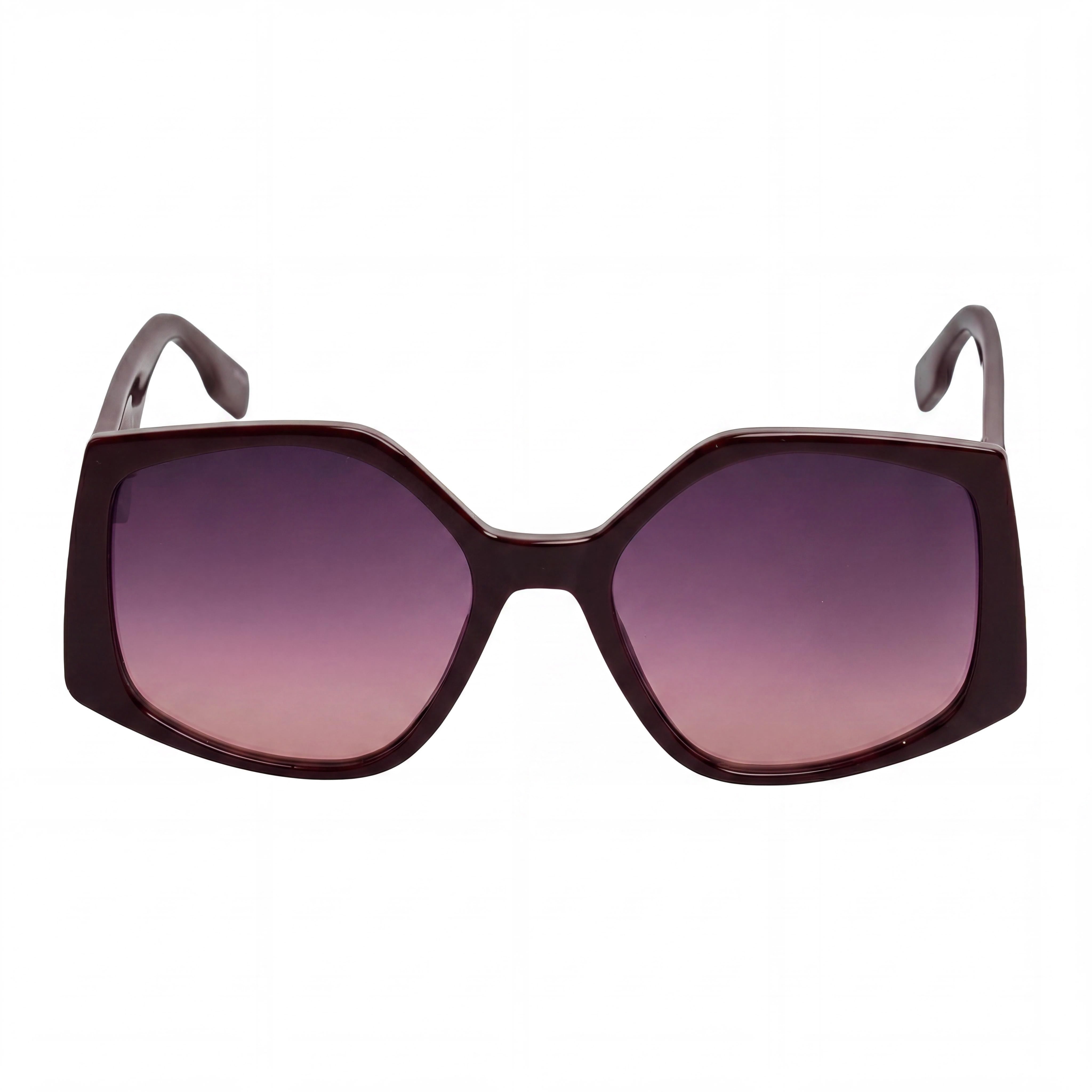 Gafas de sol KARL LAGERFELD de acetato cuadrado burdeos para mujer, lentes degradadas burdeos, 100% protección UV 400 (55 mm), Photo 2