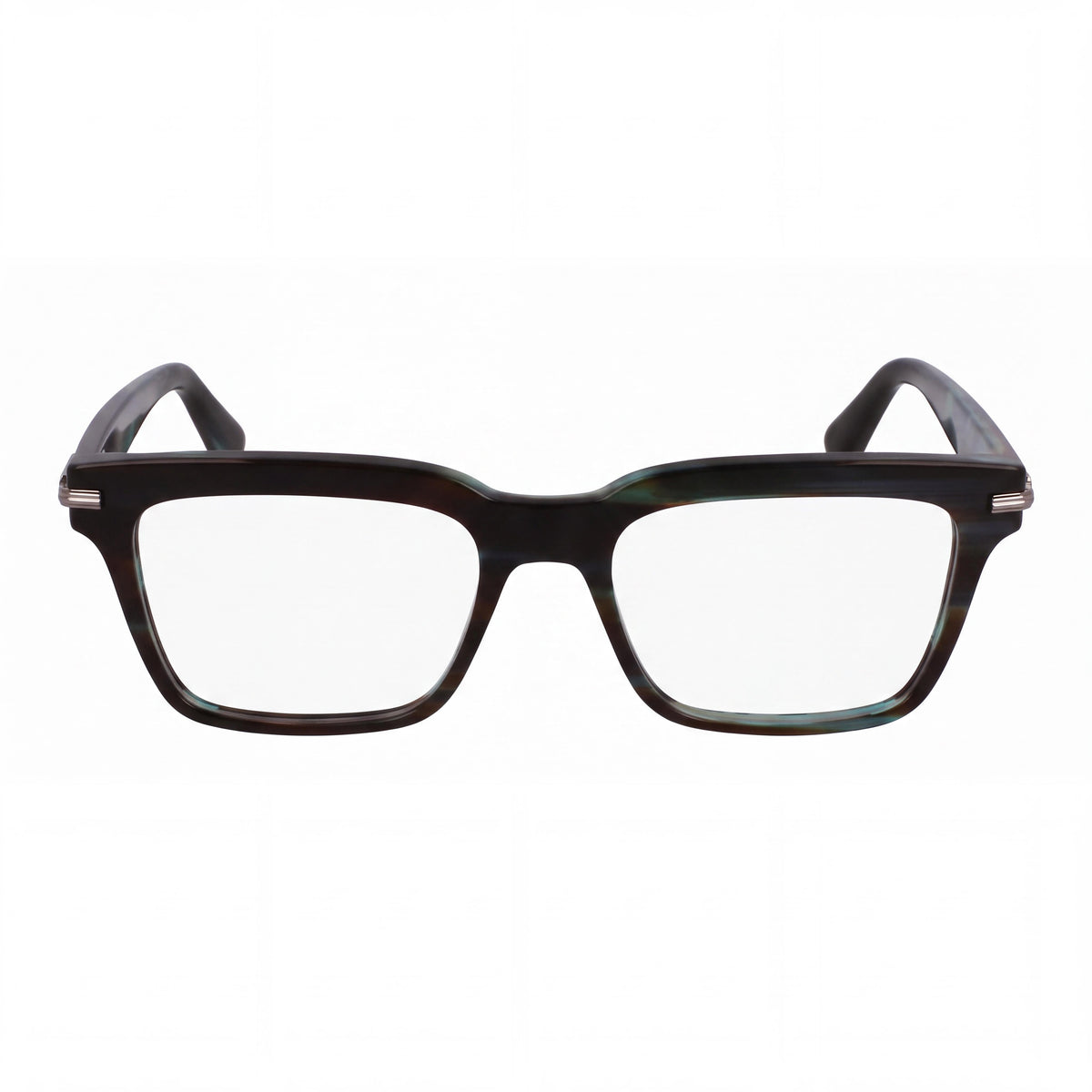 Gafas Ferragamo para hombre Sf3014 con montura de acetato verde a rayas y lentes transparentes de policarbonato de 55 mm, Photo 2
