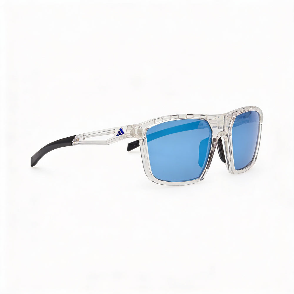 adidas Casual Unisex Crystal Plastic Blue Mirror Polycarbonate UV 400 Non-Polarized Sunglasses 57-20-130