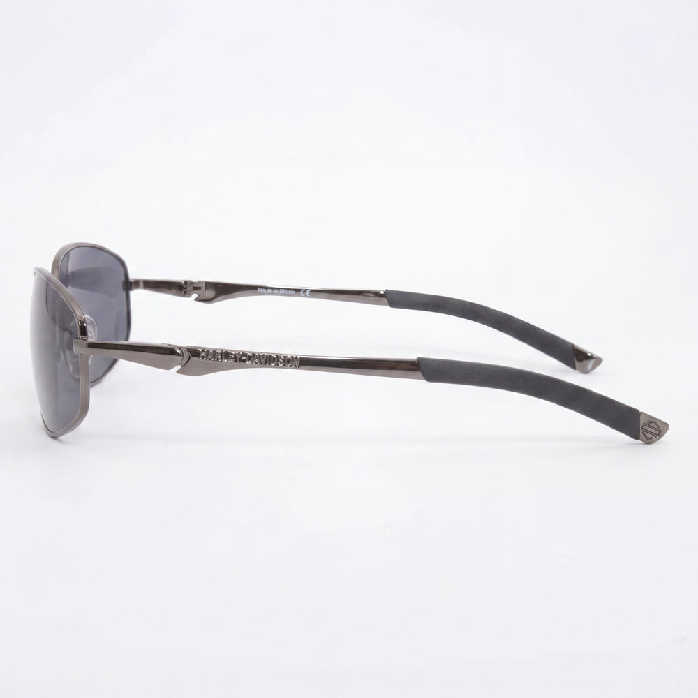 Gafas de sol Harley-Davidson clásicas para hombre, de metal, montura completa ovalada, negras y grises, lente gris, 59-16-120mm