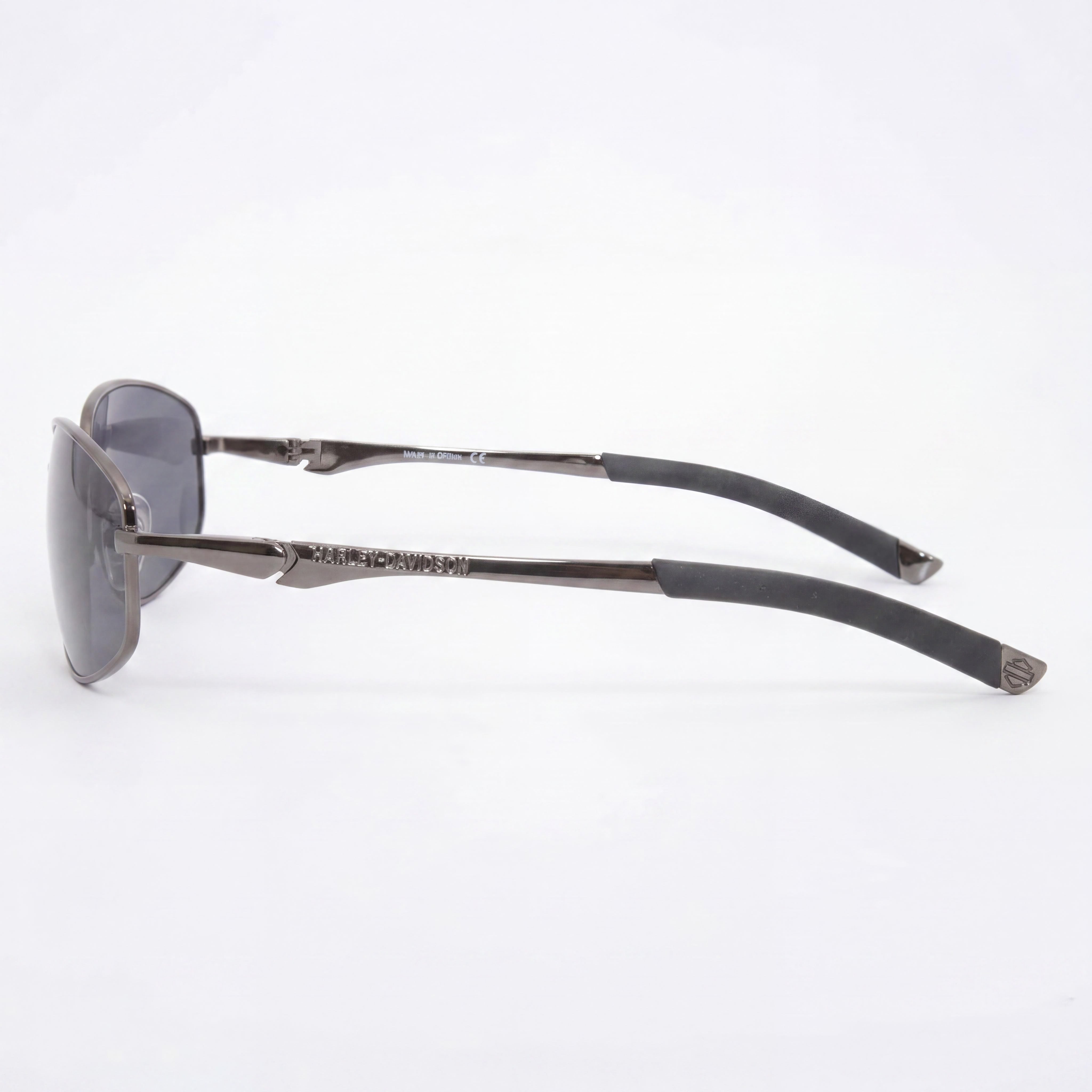 Gafas de sol Harley-Davidson clásicas para hombre, de metal, montura completa ovalada, negras y grises, lente gris, 59-16-120mm, Photo 3