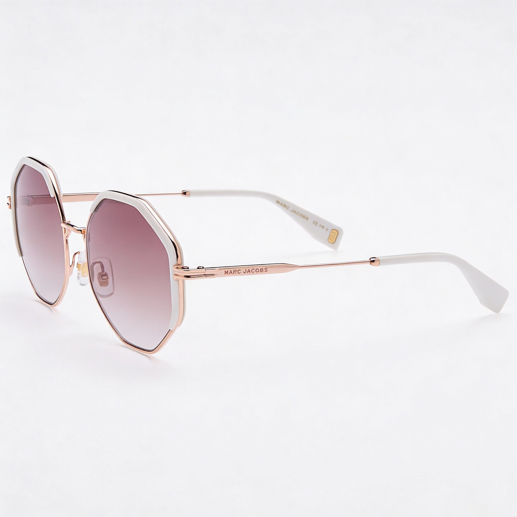 Marc Jacobs Casual Women's Metal UV Protection Sunglasses with White Rose Gold Frame & Gradient Brown Lenses 56mm, Photo 3