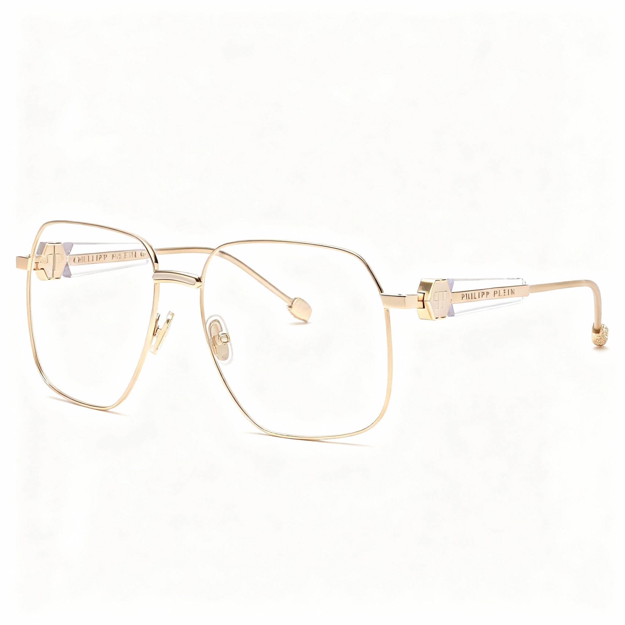 Philipp Plein Vpp126s Women's Stainless Steel Shiny Rose Gold with Beige Eyeglasses 57-16-140, Photo 3