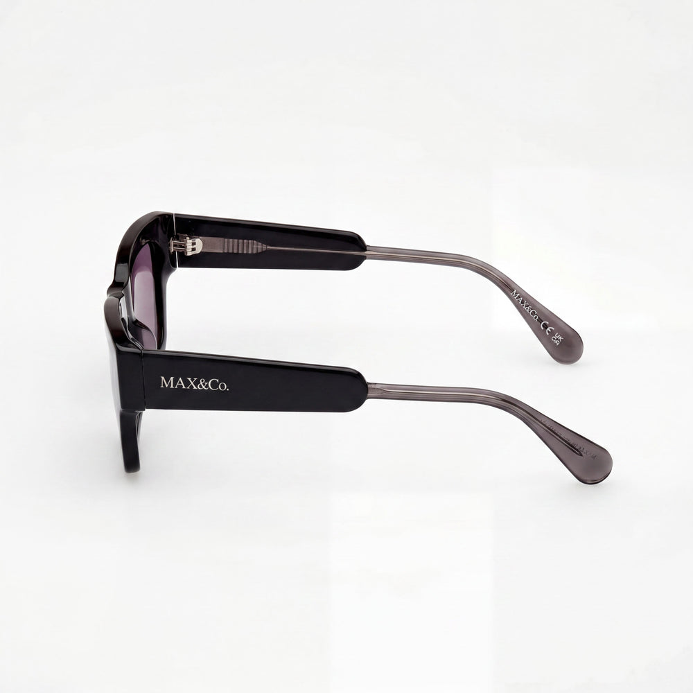 Gafas de sol de plástico Max & Co. modernas para mujer, montura en blanco y negro, con protección UV, sin polarizar, 50 mm