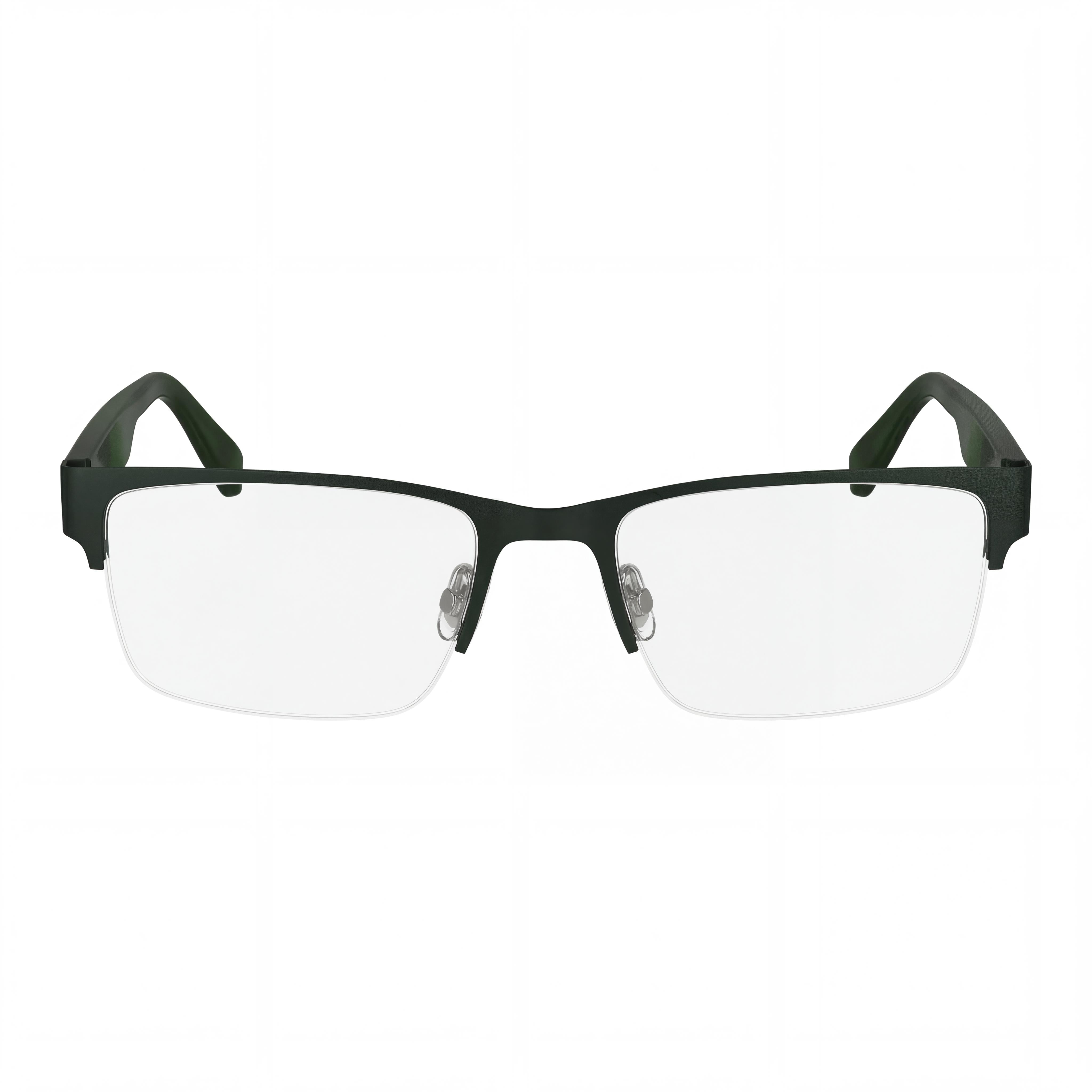 Montura de gafas unisex moderna Lacoste de Metallo en acabado verde mate, 54 mm de ancho de lente, Photo 2