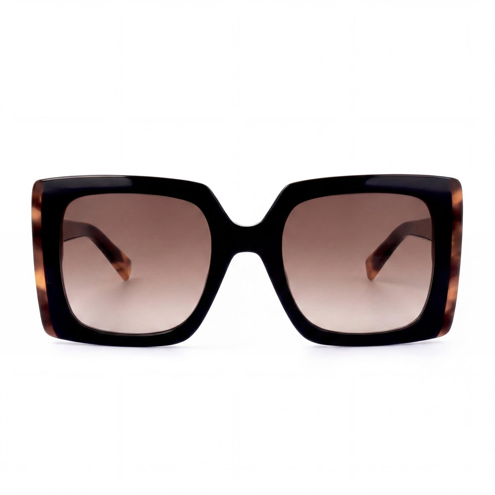 M Missoni Gafas de sol de mujer cuadradas casuales de acetato negro havana sin polarizar degradado 54-22-145