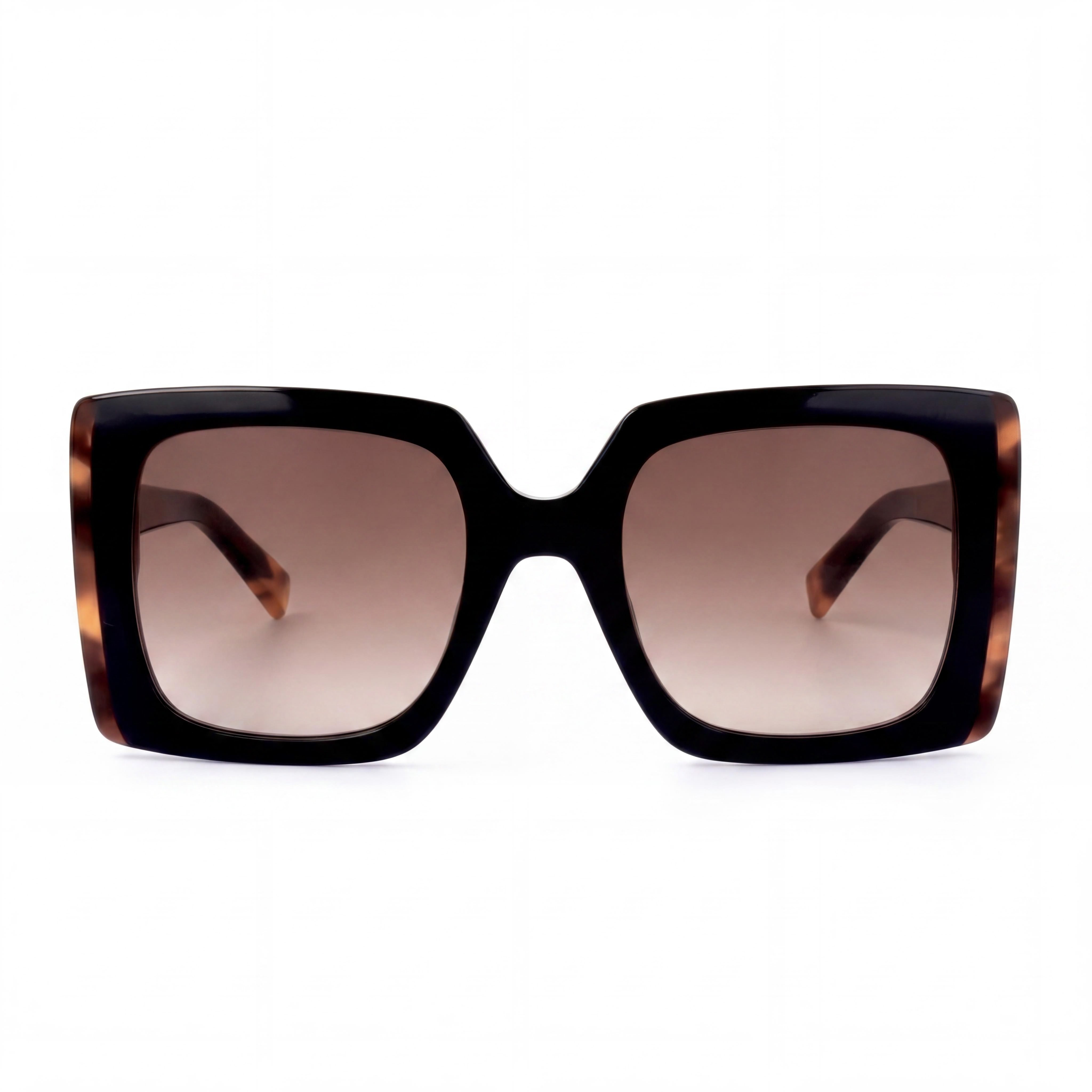 M Missoni Gafas de sol de mujer cuadradas casuales de acetato negro havana sin polarizar degradado 54-22-145, Photo 2