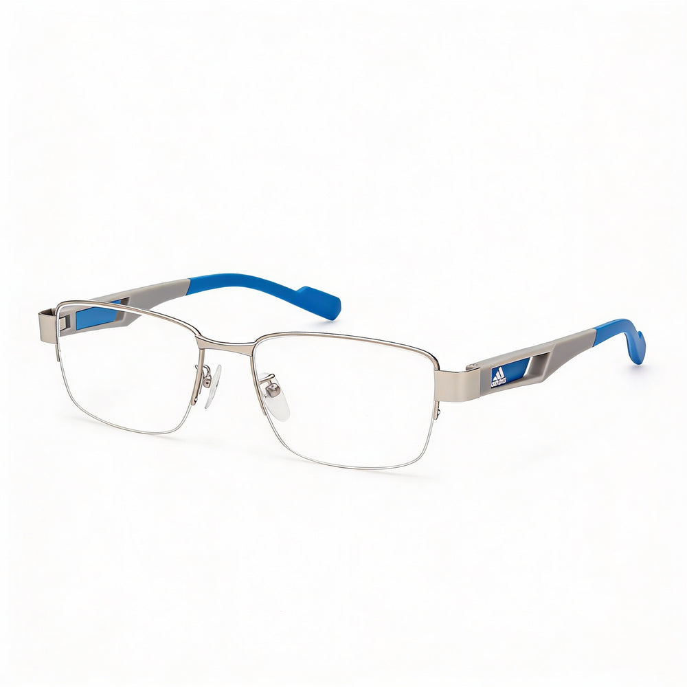 Gafas adidas Casual para hombre, rectangulares de metal, semi-sin montura, montura plateada paladio, lentes transparentes, ancho de lente de 53 mm