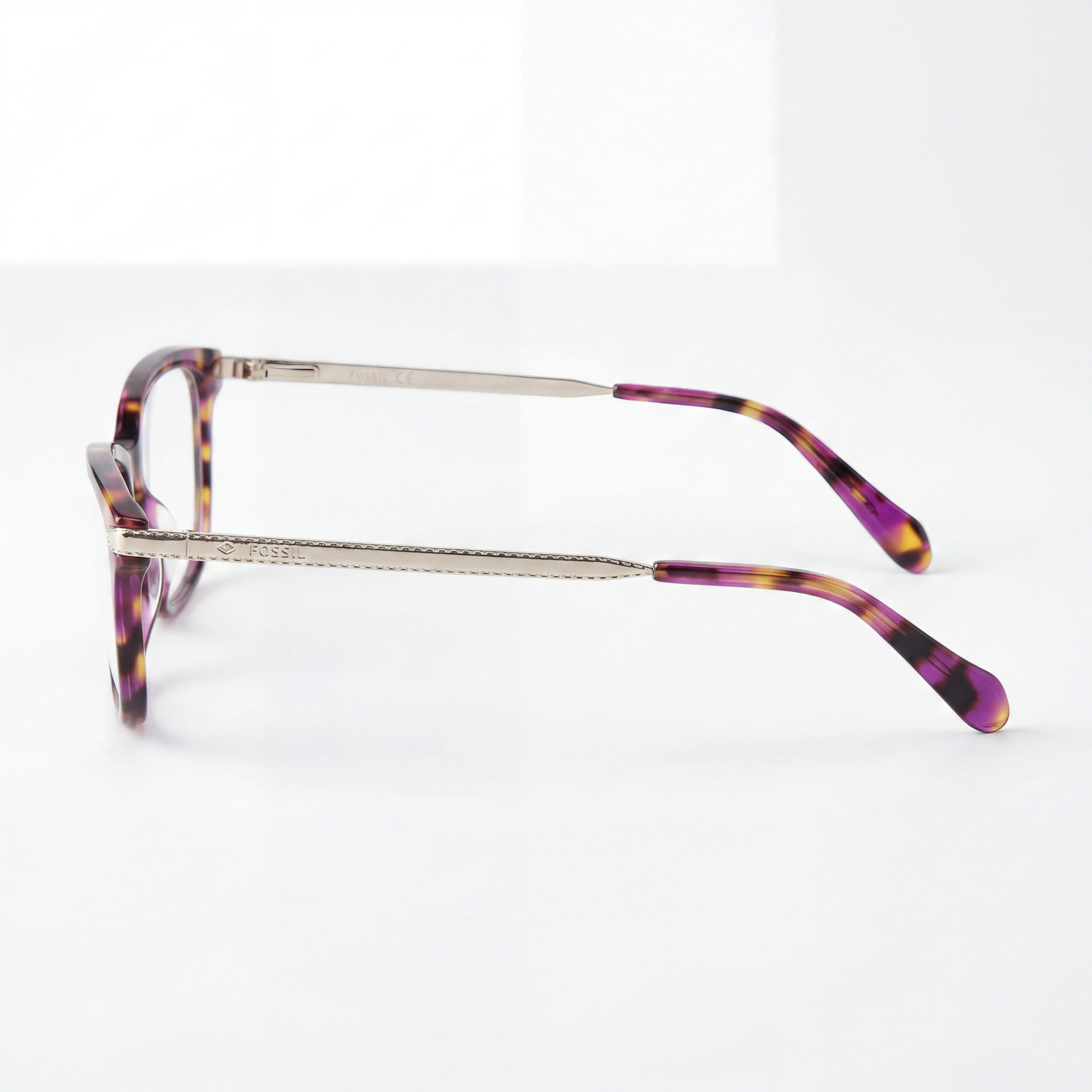 Monturas de gafas ópticas de acetato Fossil Modern para mujer, fucsia Havana, 55 mm, listas para graduar, Photo 2