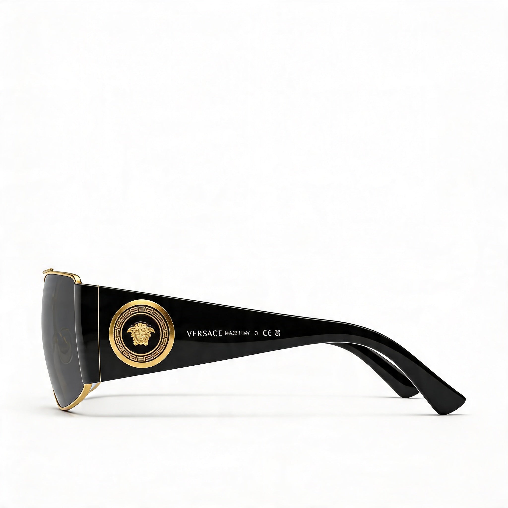 Versace VE2163 Men's Rectangle Style Gold Metal Frame Sunglasses with Grey Lens, UV Protection, 63mm, Photo 3