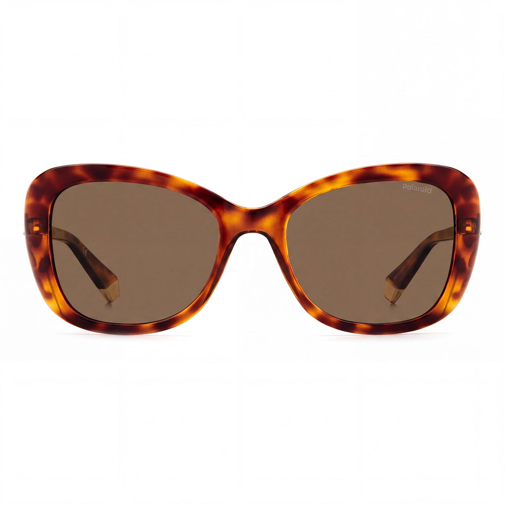 Polaroid 4132/s/x Women's Rectangular Polycarbonate Havana Bronze UV Protection Sunglasses 53mm