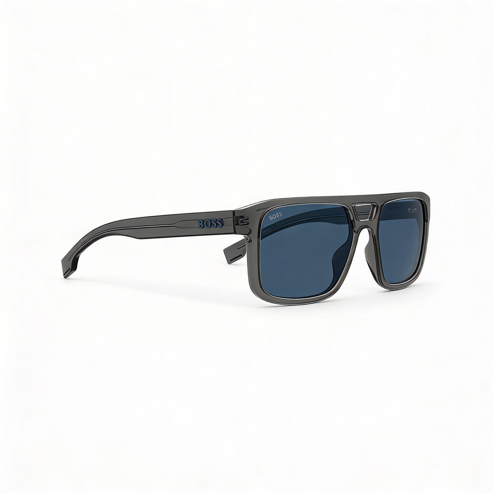 Hugo Boss Modern Men's Black Gray ECO CELLULOSE P.INJ Frame Blue Non-Polarized UV Protection Sunglasses 56mm