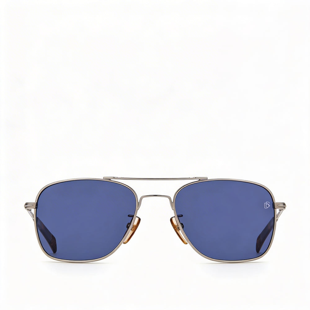Gafas de sol unisex David Beckham Db 7019/S Navigator con montura de metal rutenio, lentes azules de 55 mm y protección UV