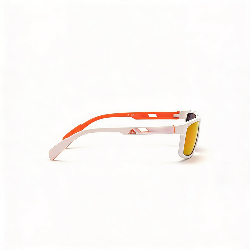 Adidas Contemporary Men's Sporty White Plastic Full Rim Red Mirror UV Protection Sunglasses 58mm