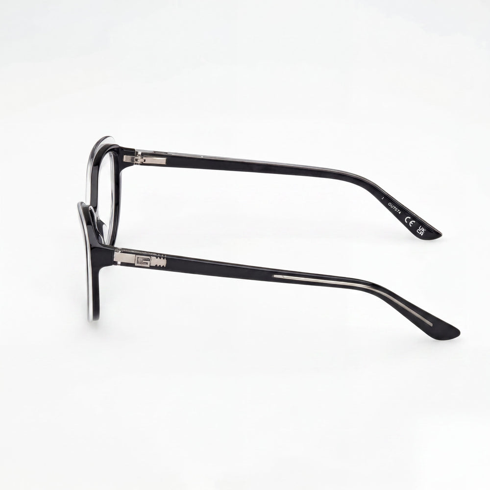 GUESS Women's Cat-Eye Multicoloured Frame Transparent Plastic Lens Eyeglasses 140mm Lens Width, 14mm Bridge, 42mm Temple