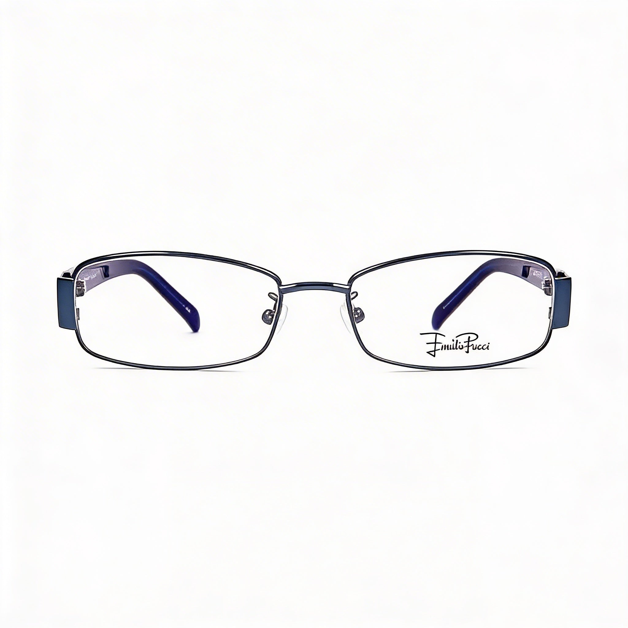 Emilio Pucci Modern Unisex Light Blue Plastic Rectangle Full Rim Clear Customisable Lens Eyeglasses 52mm, Photo 2