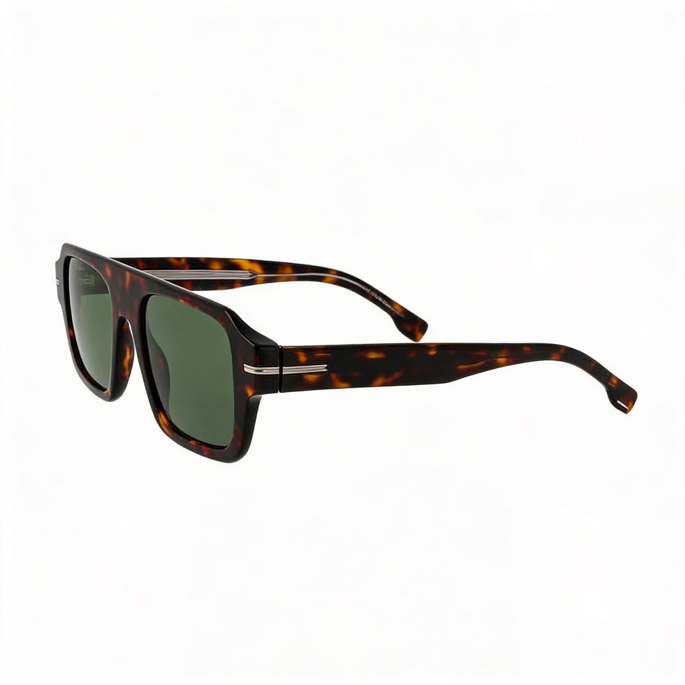Gafas de sol rectangulares Hugo Boss 1595/S Style & Expression para hombre, Habana Verde, aceite ecológico, sin polarizar, protección UV, 53-19-145mm
