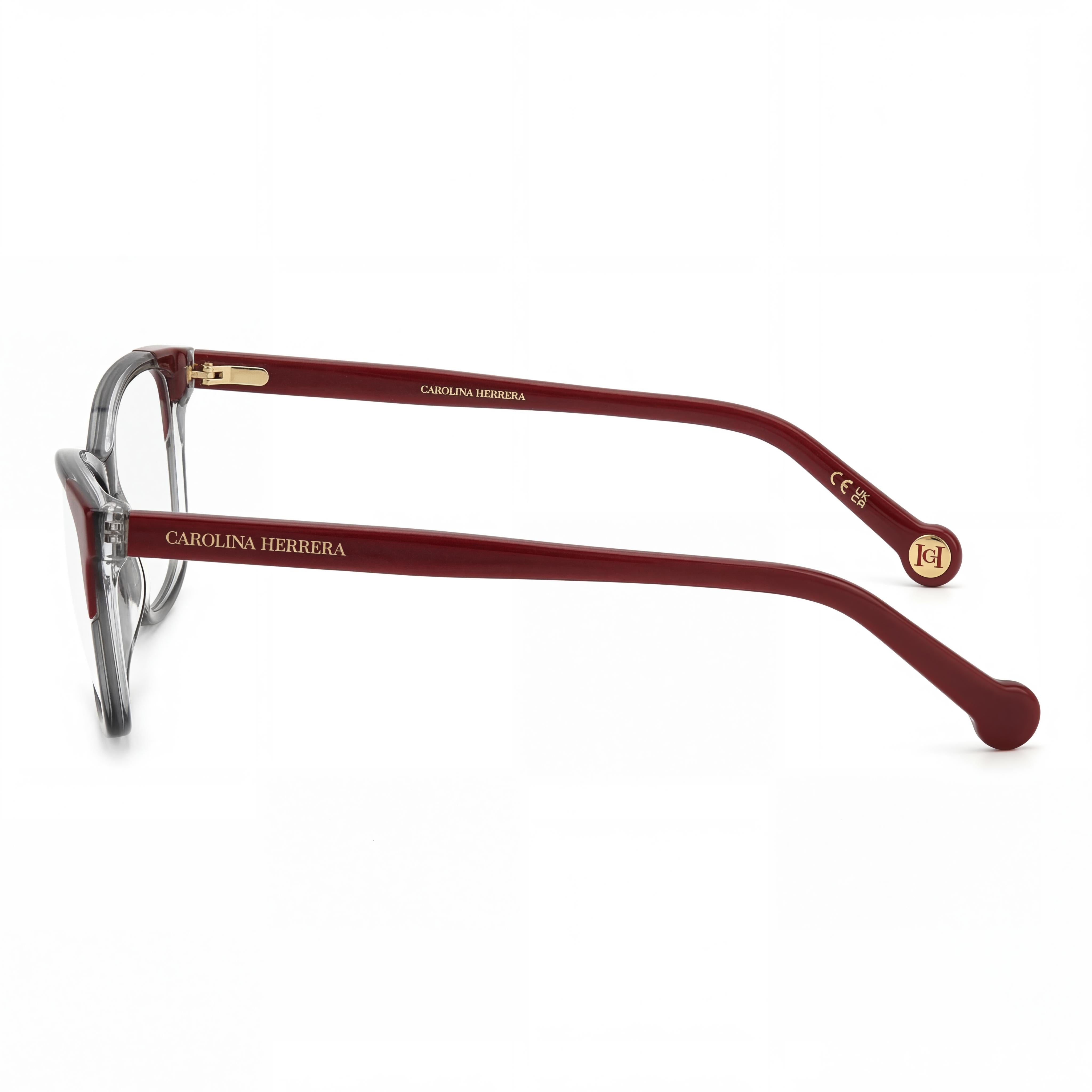 Gafas Carolina Herrera Modern Style HER 0284 para mujer, gris y rojo, con lentes de 55 mm, puente de 15 mm, patillas de 145 mm, Photo 2