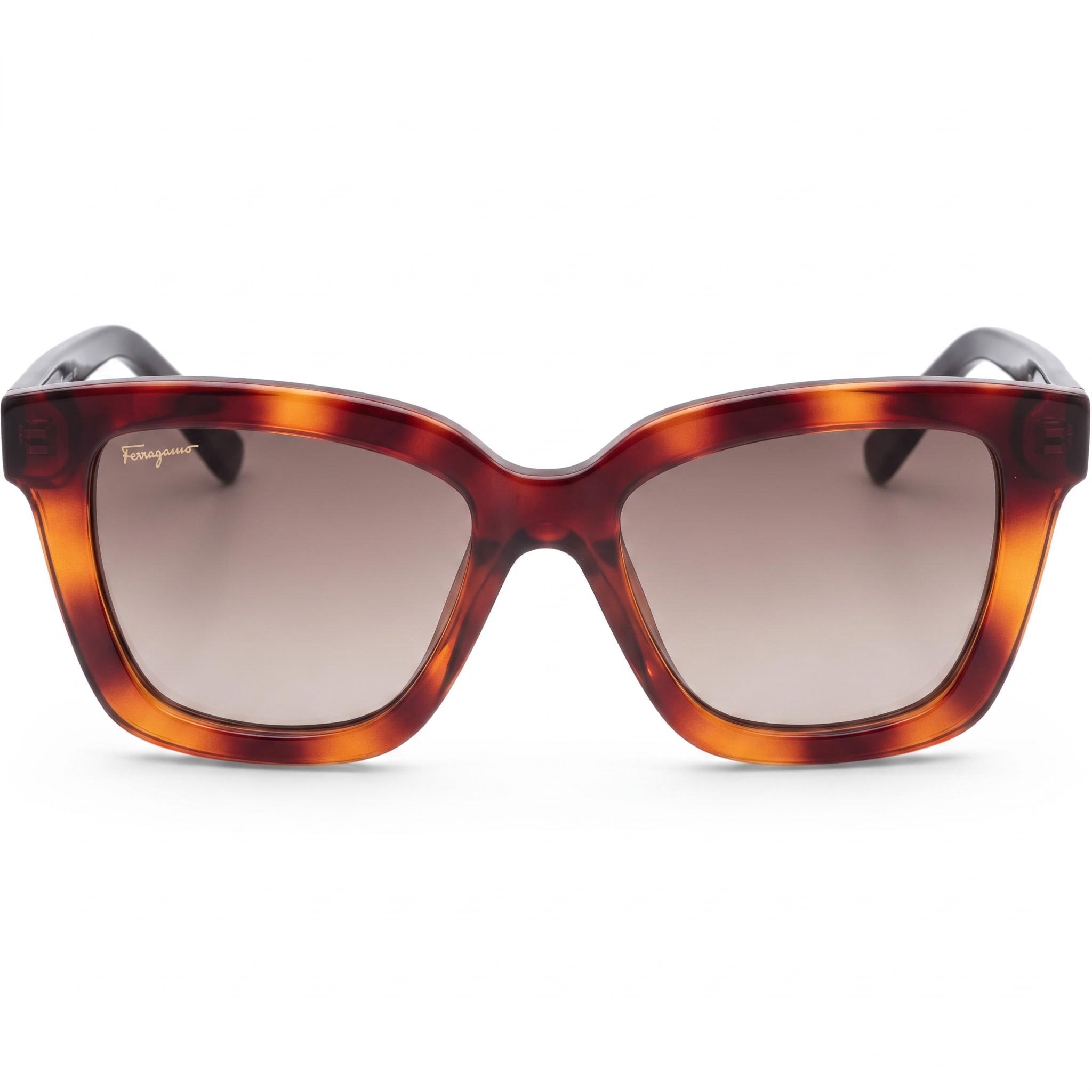 Salvatore Ferragamo Gafas de sol clásicas unisex de plástico tortuga con degradado marrón, sin polarizar, protección UV 53mm, Photo 2
