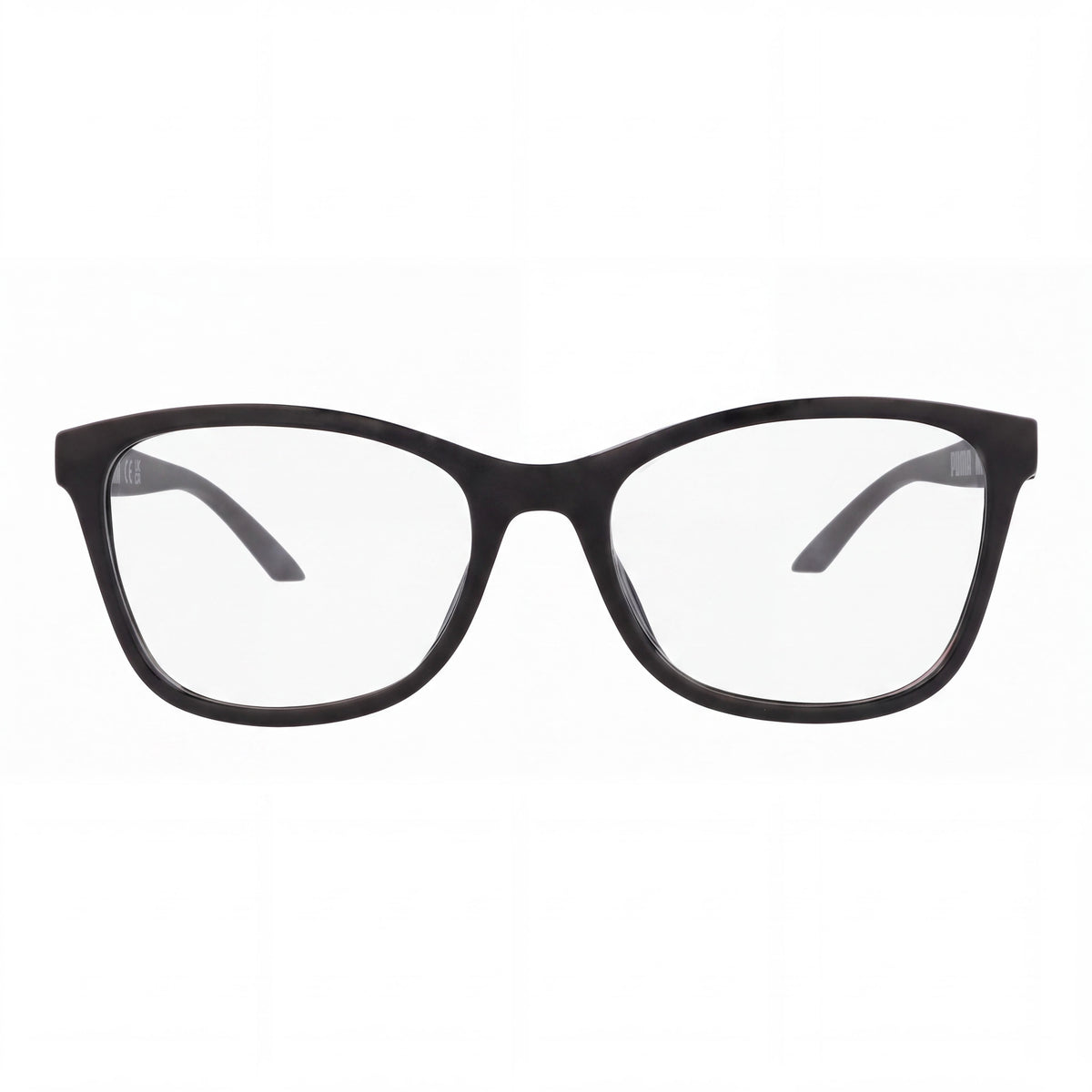PUMA Pj0054o-001 Unisex Square/Rectangle Plastic Non-polarized Black Transparent Frame Transparent Lens Glasses 49mm, Photo 2