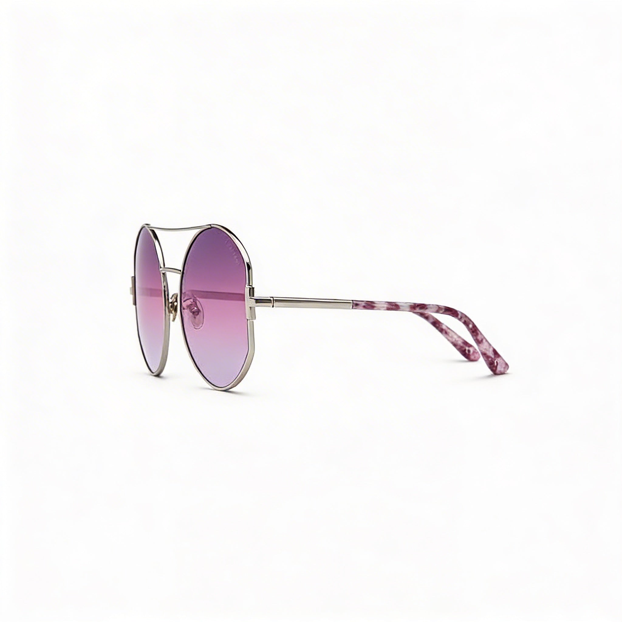 Tom Ford Contemporary Women's Palladium Metal Pilot Full Rim Sunglasses with Gradient Purple Lenses, 60mm, Photo 3