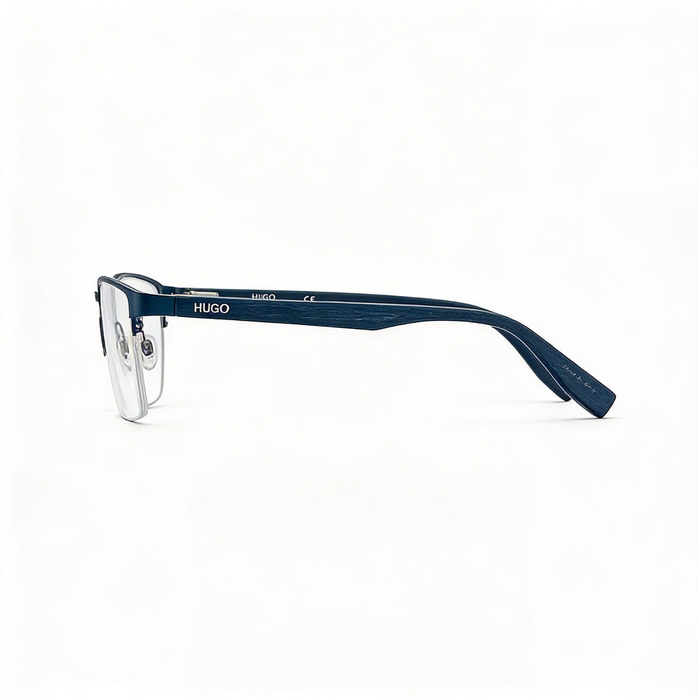Hugo Boss 0324 Gafas graduadas unisex, montura de metal de acetato y acero inoxidable, Bluwood mate, tamaño 55