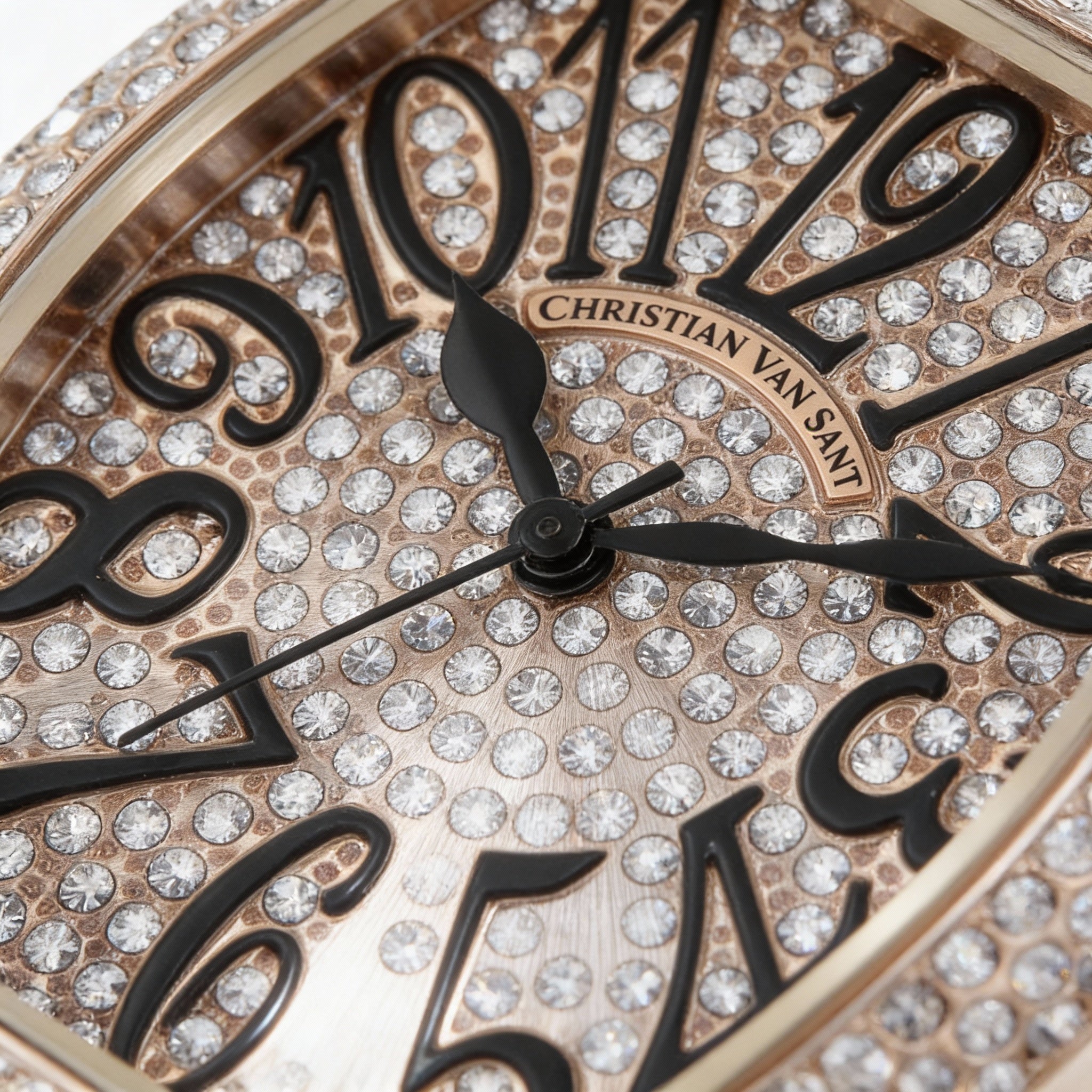 Reloj de cuarzo para mujer de Christian Van Sant, caja rosa, esfera de oro rosa, bisel con cristales y pulsera de acero inoxidable., Photo 2