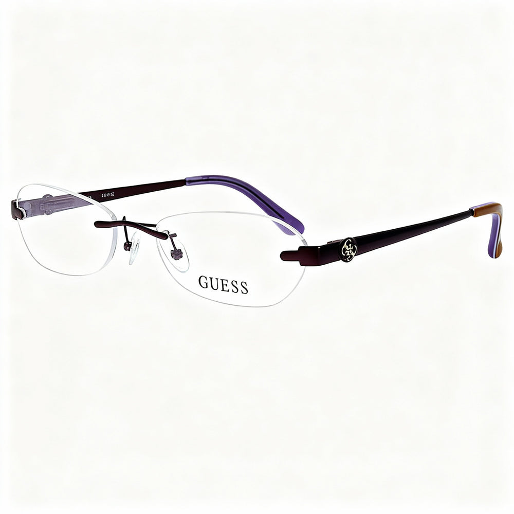 GUESS GU2338-PUR-53 Montura unisex de metal, cuadrada, rectangular, morada, lentes de 53 mm, puente de 17 mm, patillas de 135 mm