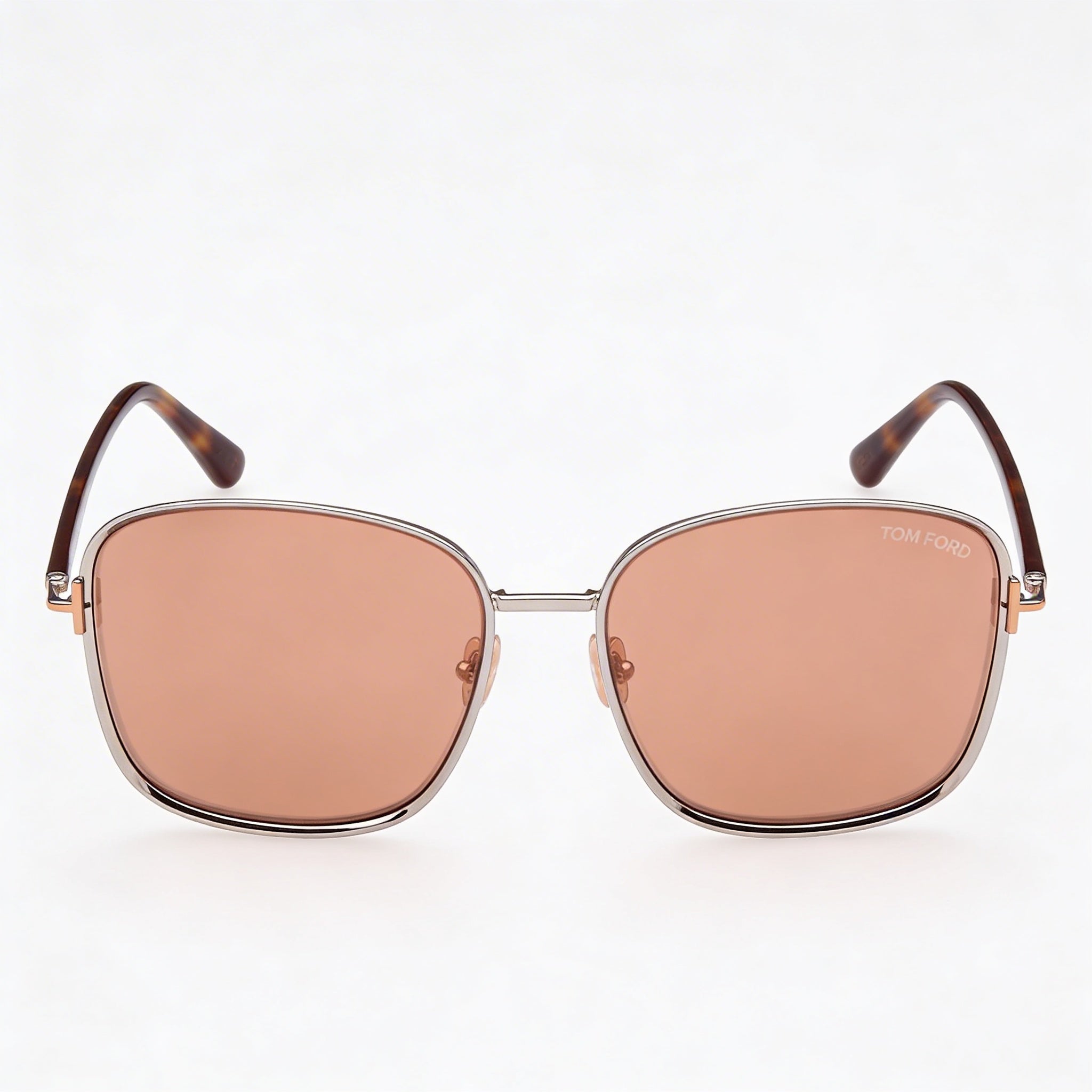 Tom Ford Fern Men's Square Metal Sunglasses, 100% UV Protection, Dark Ruthenium Havana, Brown Mirror Lenses 57mm, Photo 2