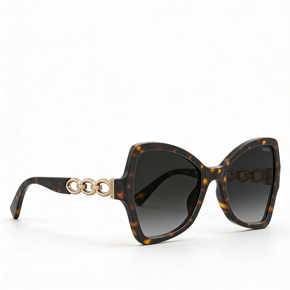 Gafas de sol Moschino MOS099S para mujer, estilo casual, de acetato Havana, sin polarizar, con protección UV, lentes azules, 54 mm