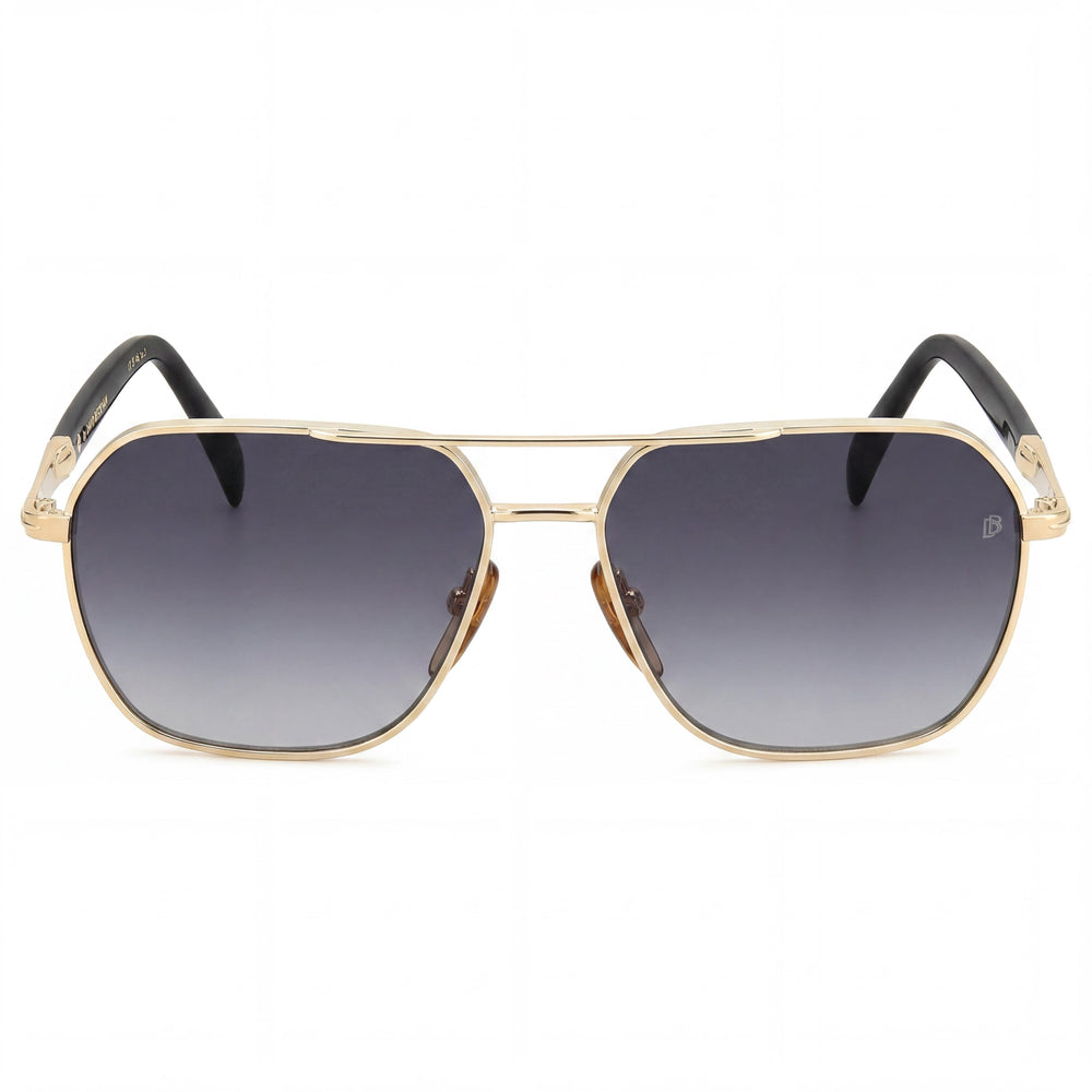 David Beckham Gafas de sol unisex contemporáneas con montura de metal dorado y negro, cristales gris oscuro sombreados no polarizados con protección UV de 59 mm